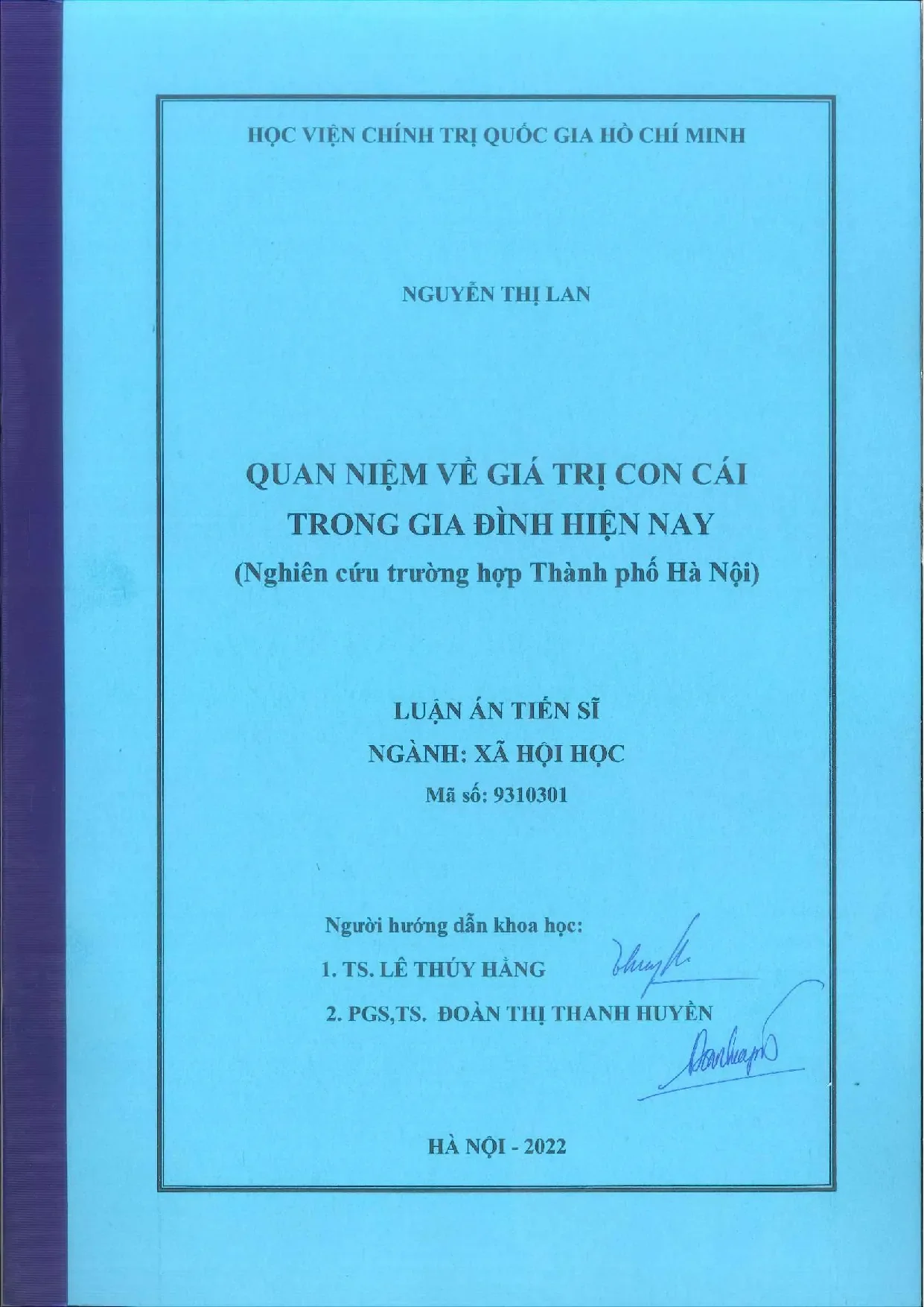 Quan niệm giá trị con cái của cha mẹ tại Hà Nội hiện nay