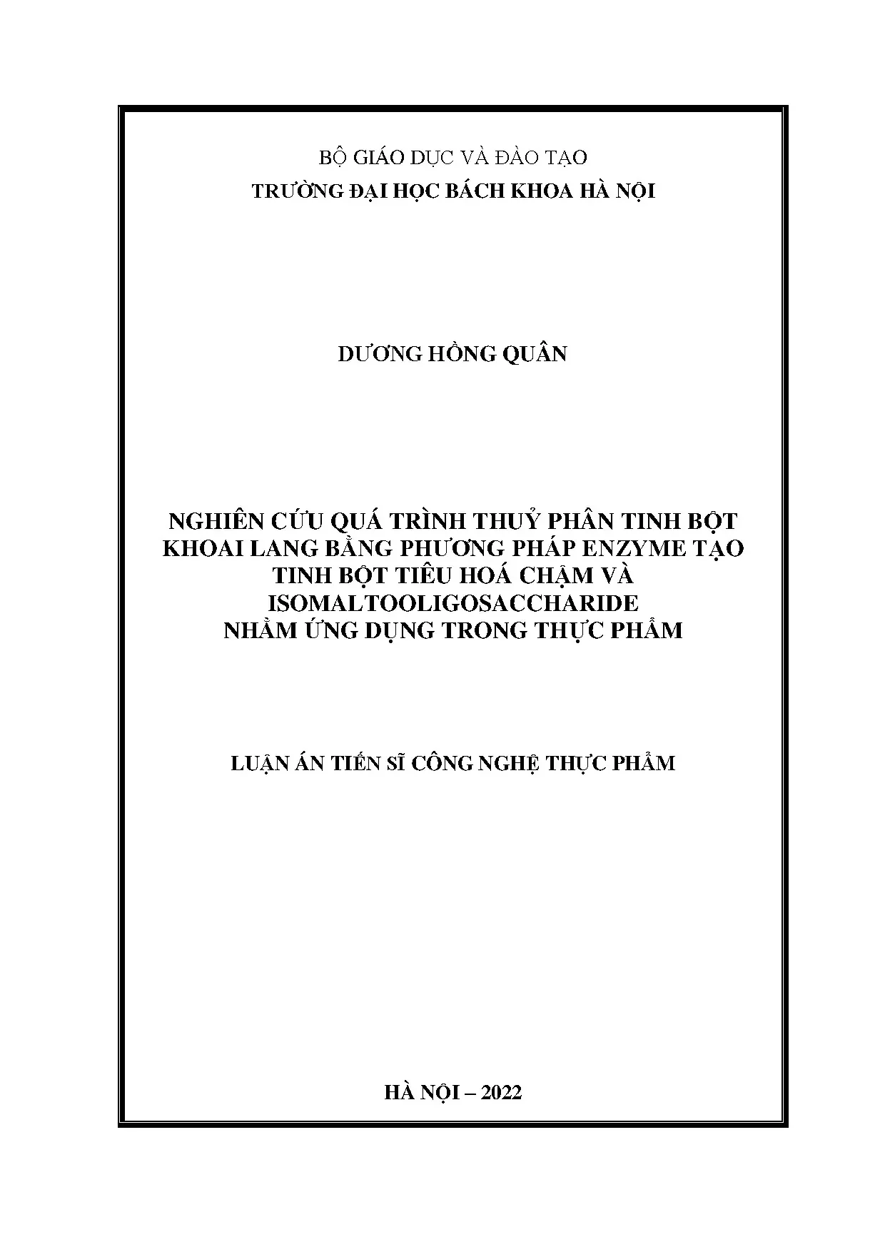Nghiên cứu quá trình thủy phân tinh bột khoai lang