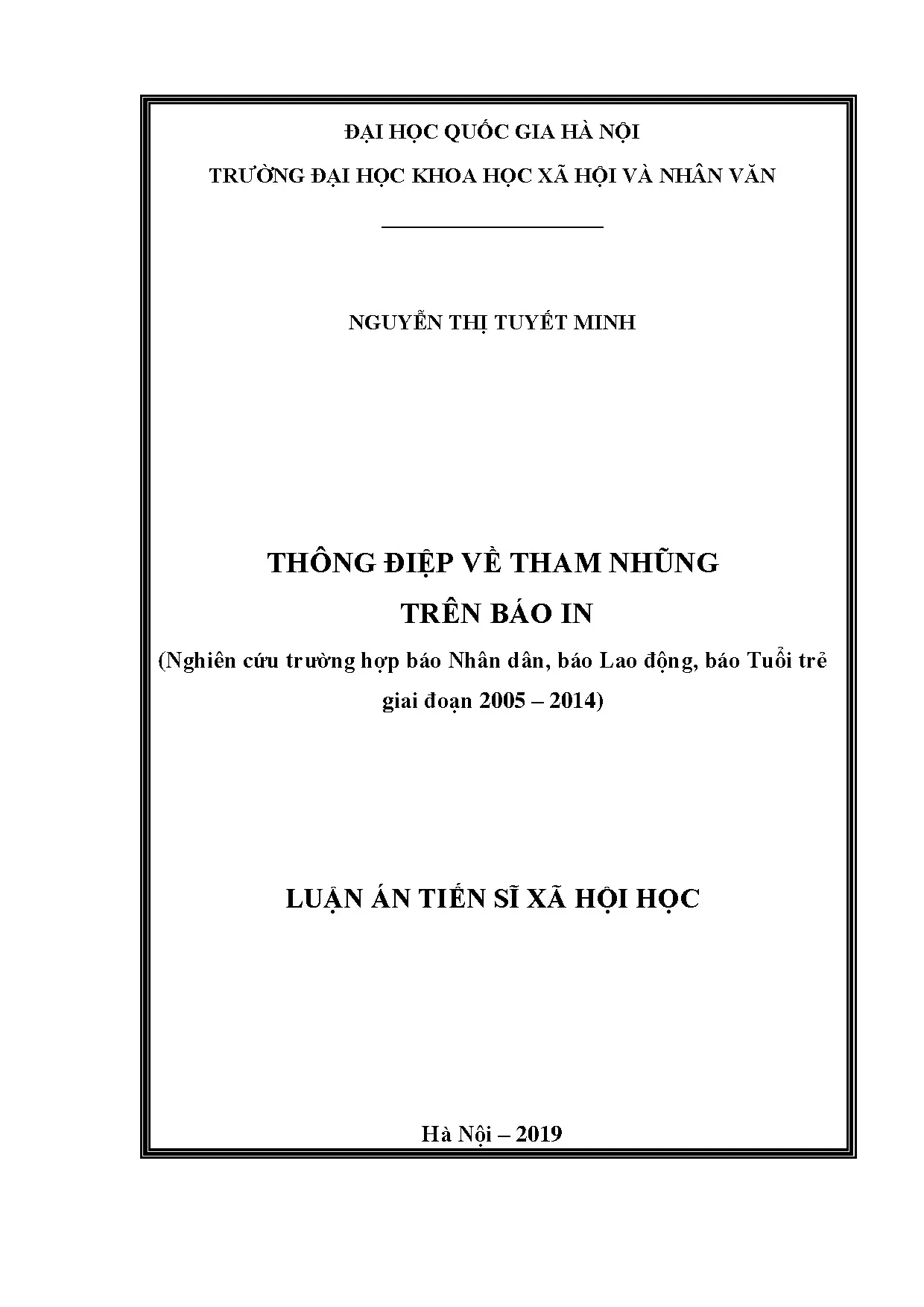Luận án tiến sĩ thông điệp về tham nhũng trên báo in nghiên