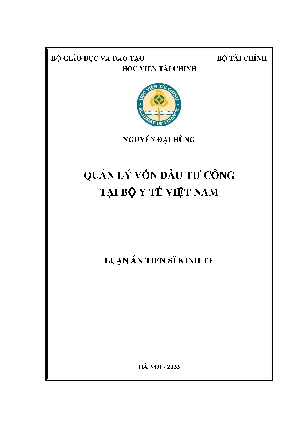 Quản lý vốn đầu tư công cho ngành y tế Việt Nam giai đoạn 2022-2030