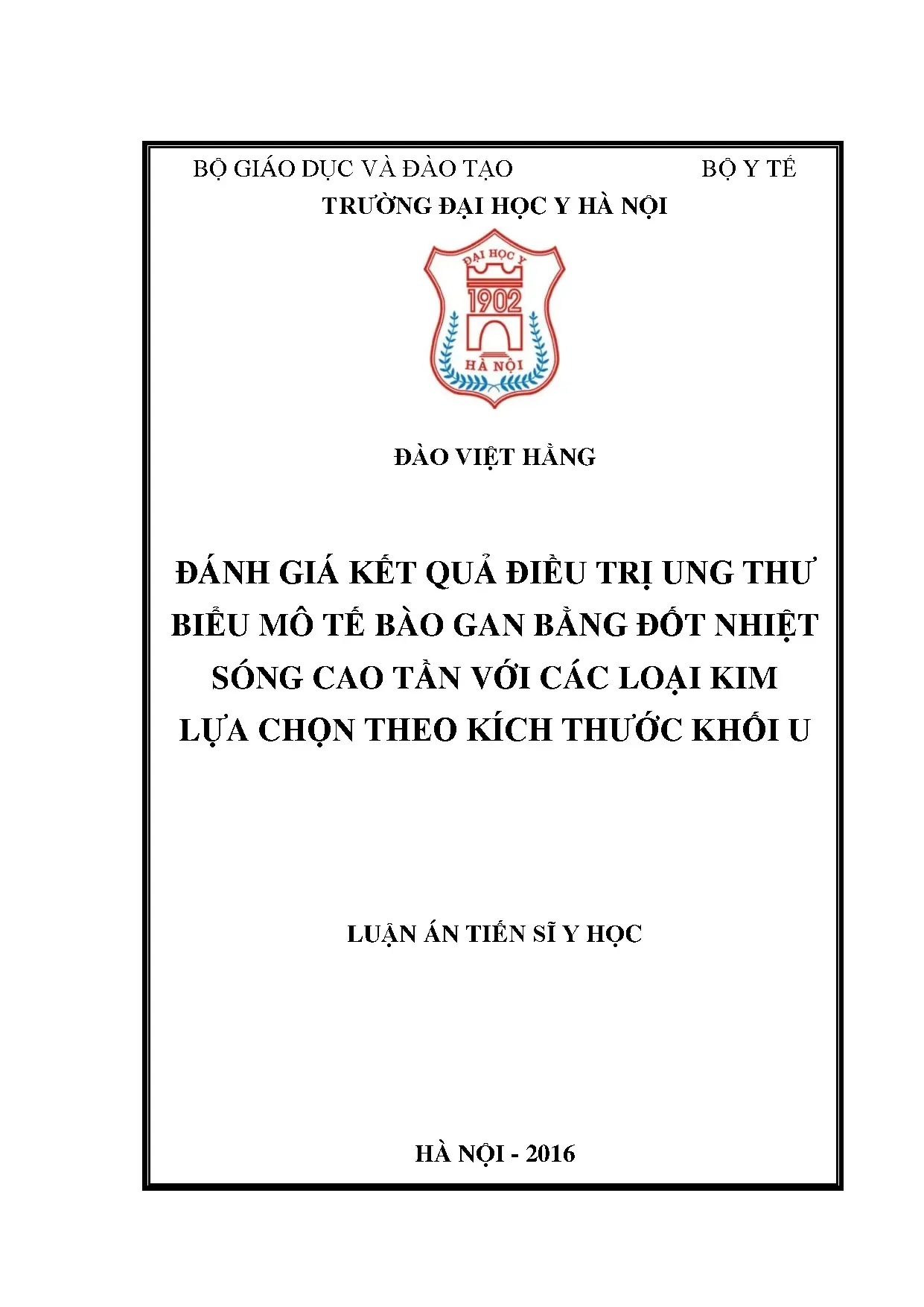 Luận án tiến sĩ đánh giá kết quả điều trị ung thư biểu mô tế