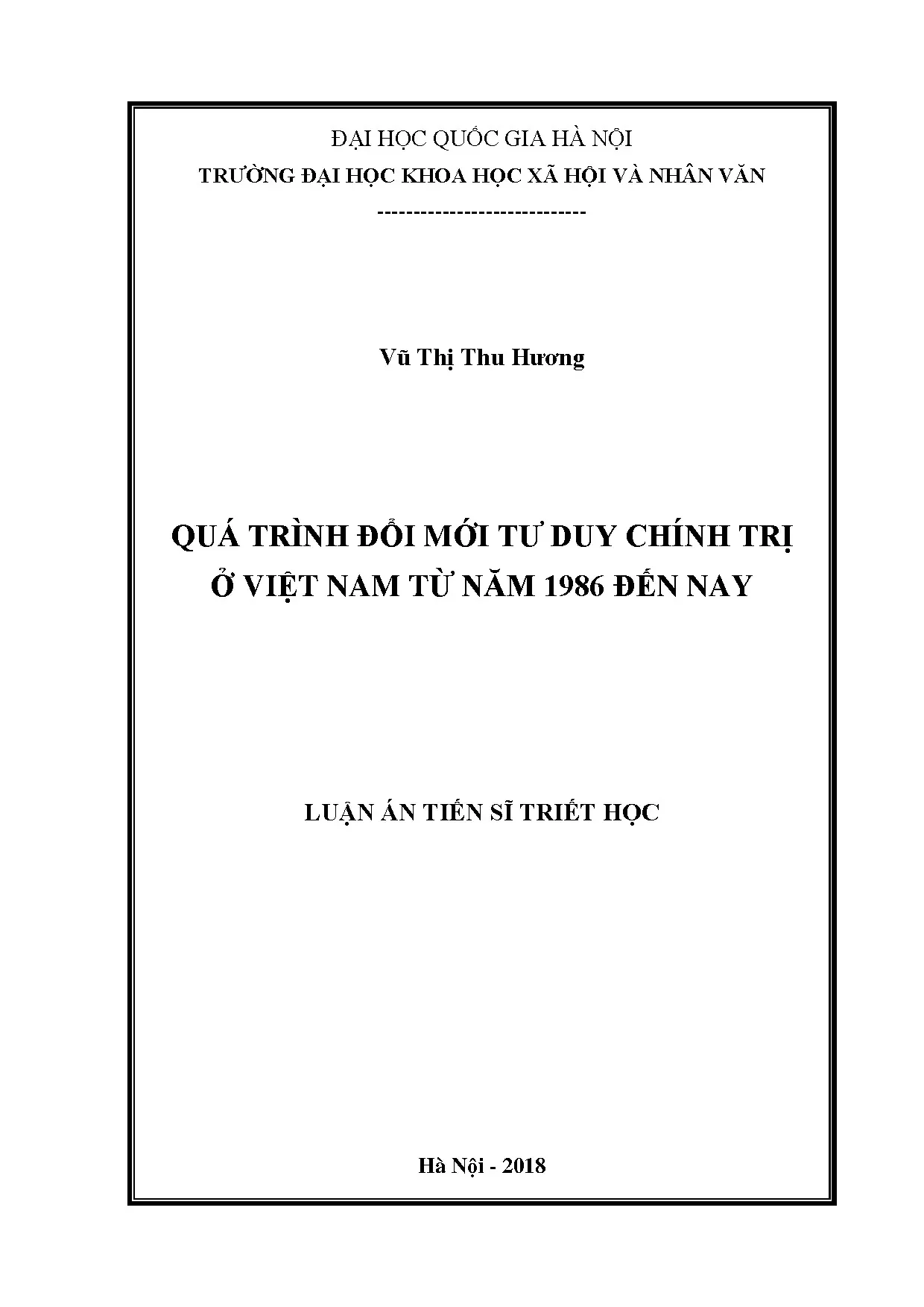 Đổi mới tư duy chính trị ở Việt Nam từ 1986 đến nay