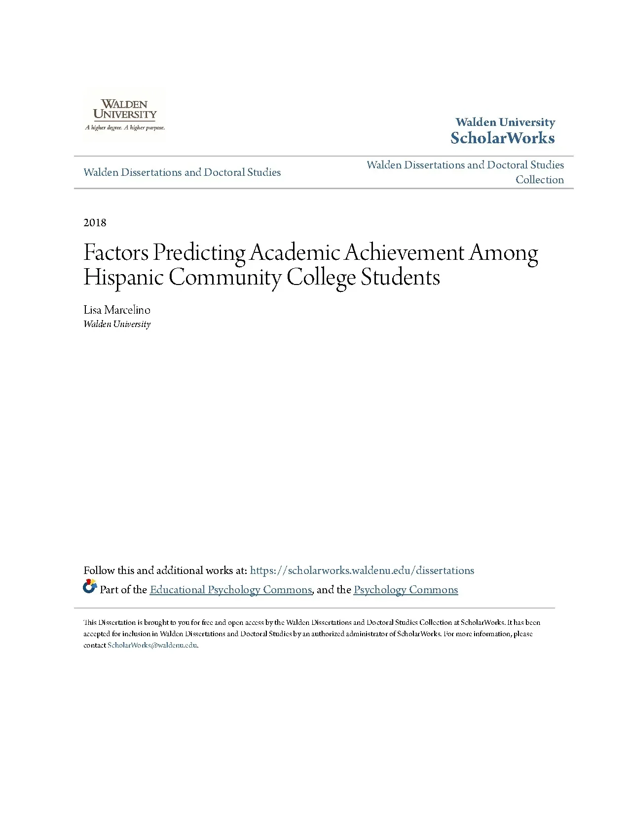 Factors Predicting Academic Achievement Among Hispanic Community College Students