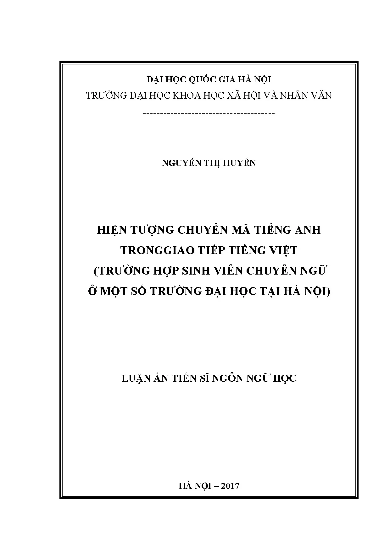 Luận án tiến sĩ hiện tượng chuyển mã tiếng anh trong giao ti