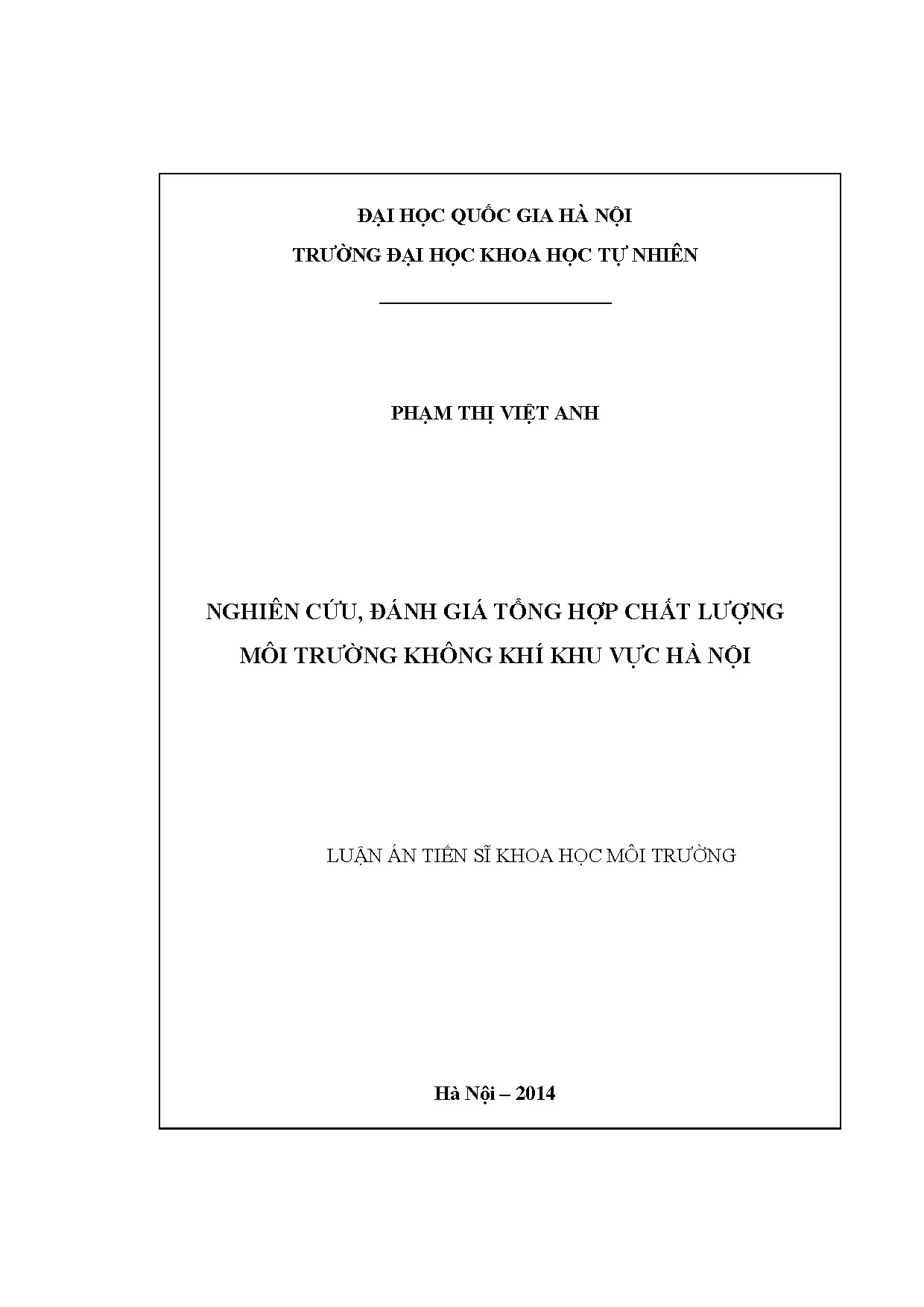 Chất lượng không khí Hà Nội: Nghiên cứu đánh giá tổng hợp