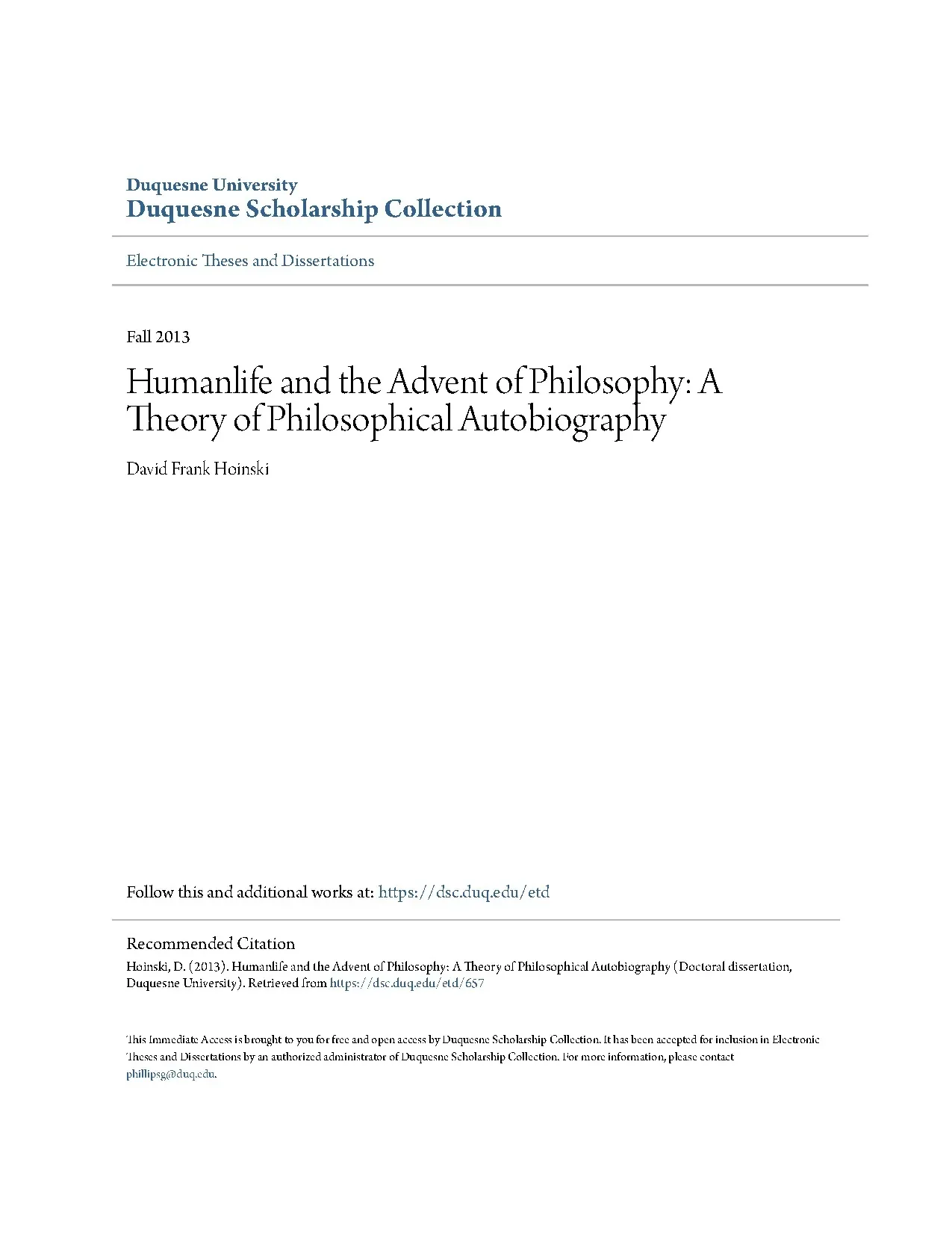 Humanlife and the advent of philosophy a theory of philosoph
