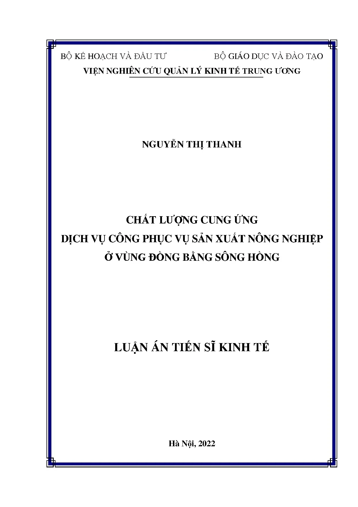 Chất lượng cung ứng dịch vụ công nông nghiệp Đồng bằng sông Hồng