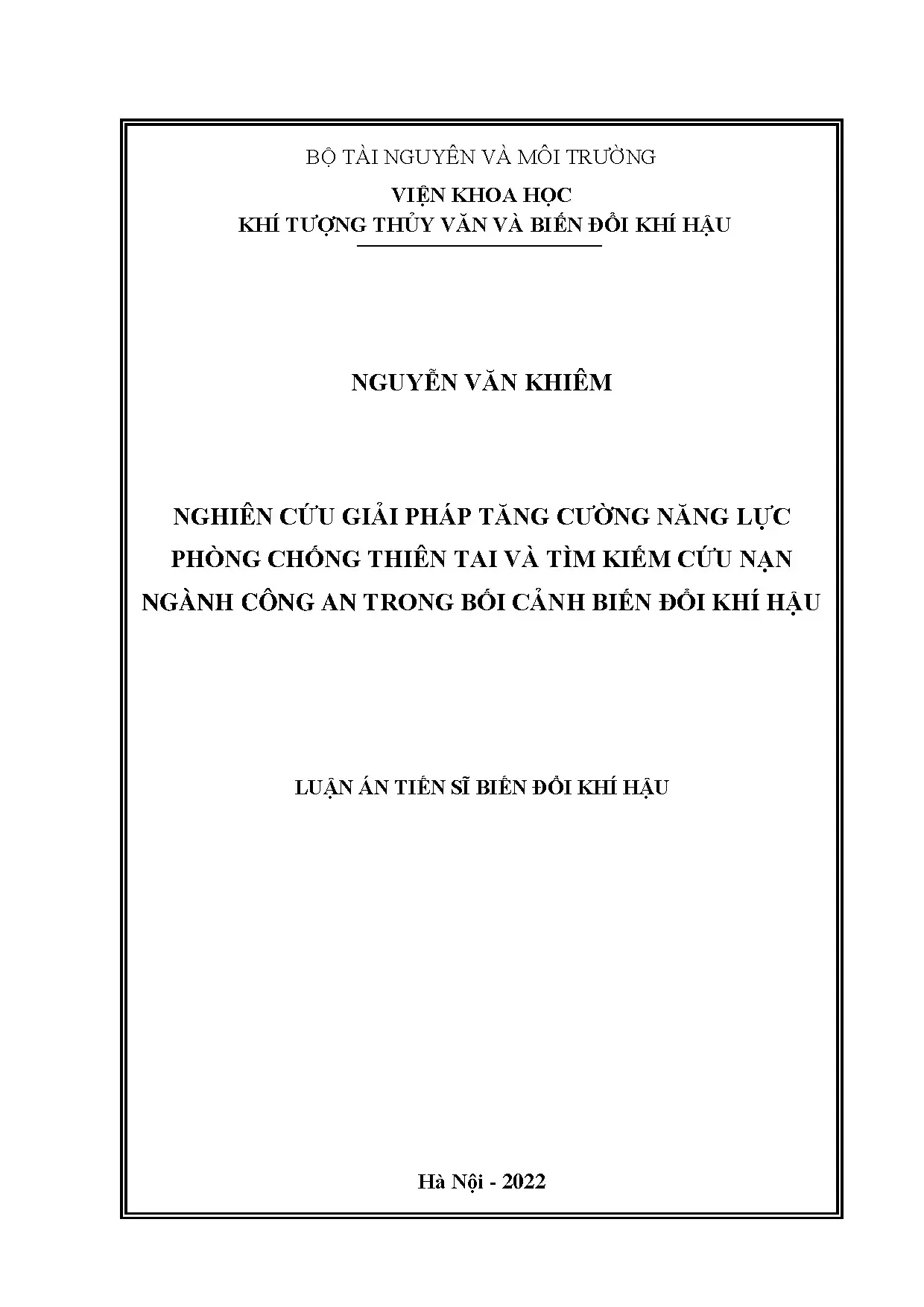 Luận án tiến sĩ giải pháp tăng cường năng lực PCCC thiên tai ngành Công an