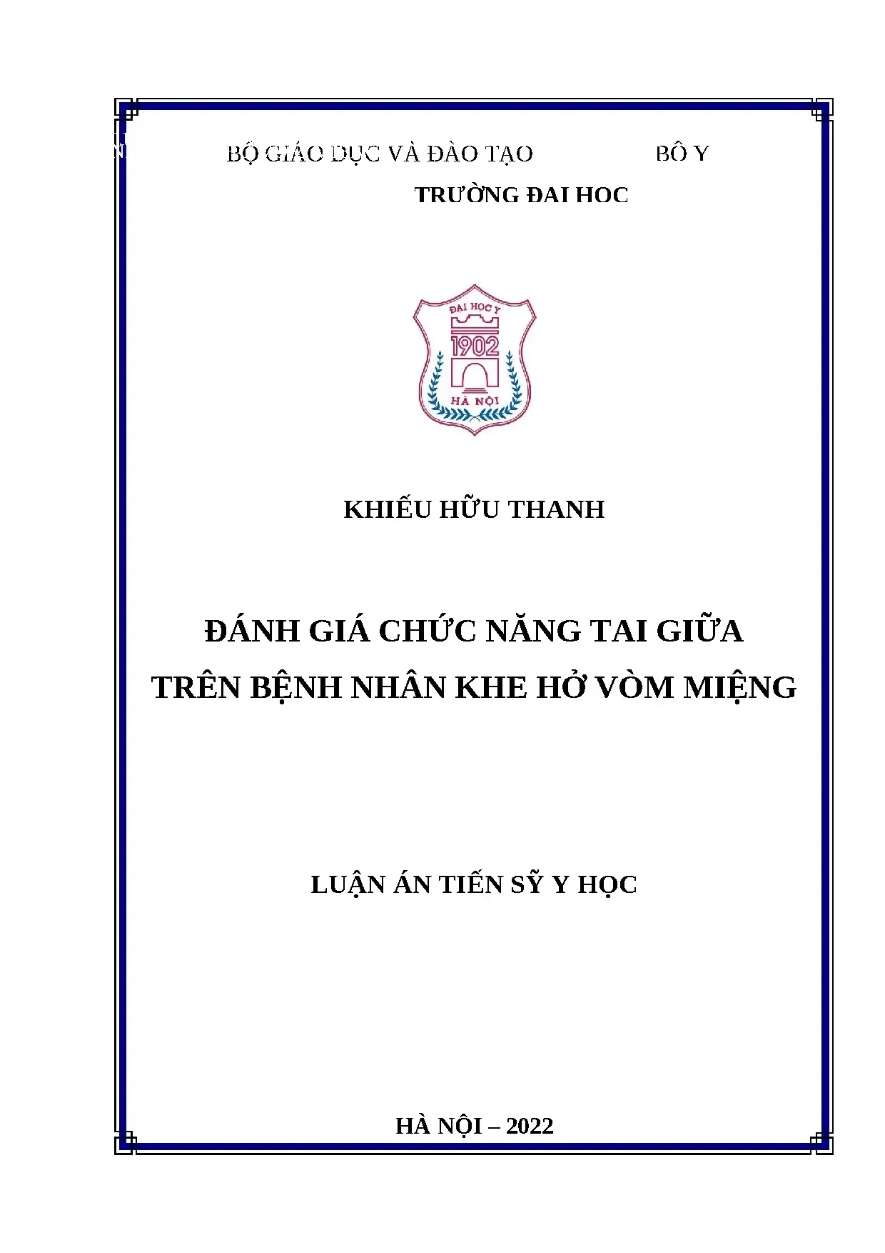 Luận án tiến sỹ y học đánh giá chức năng tai giữa trên bệnh