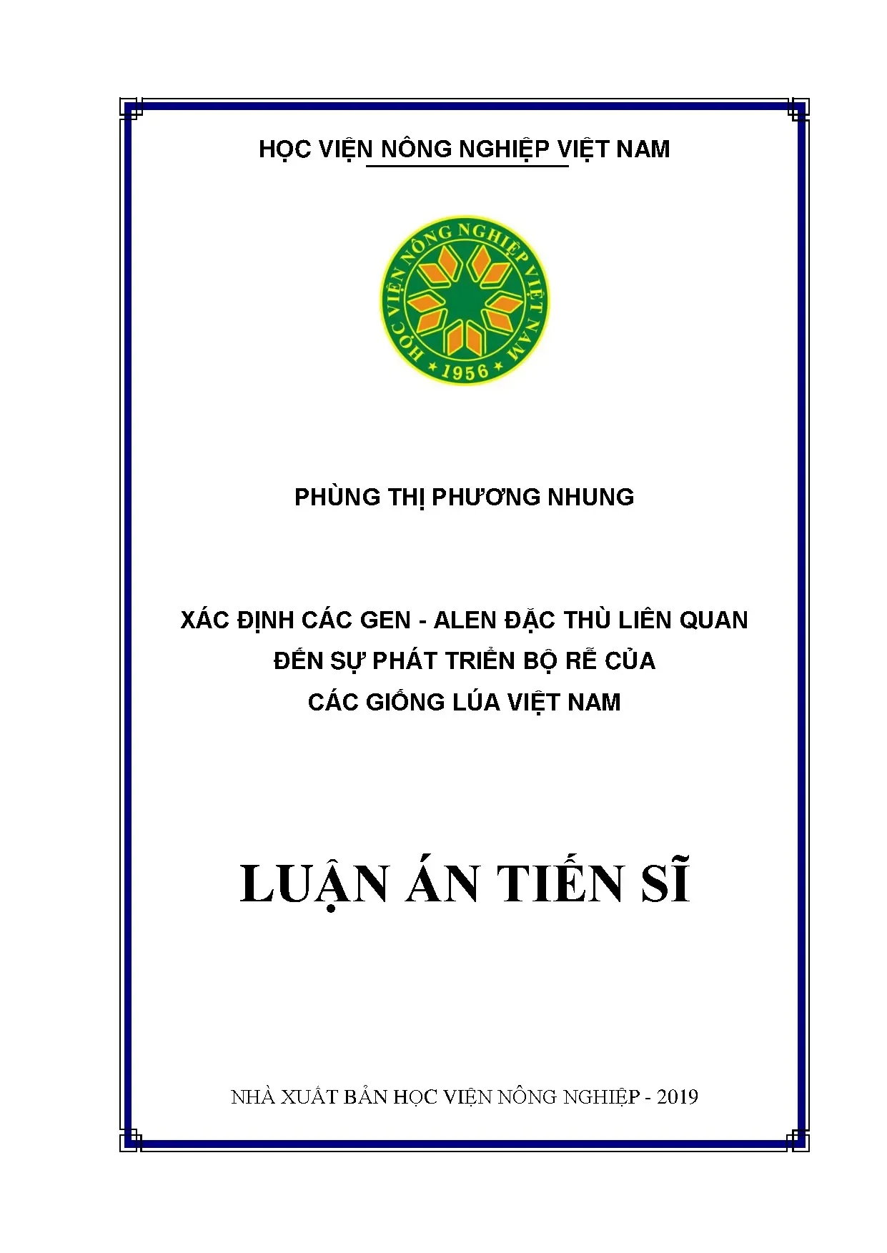 Gen alen phát triển bộ rễ lúa Việt Nam - Luận ánTS