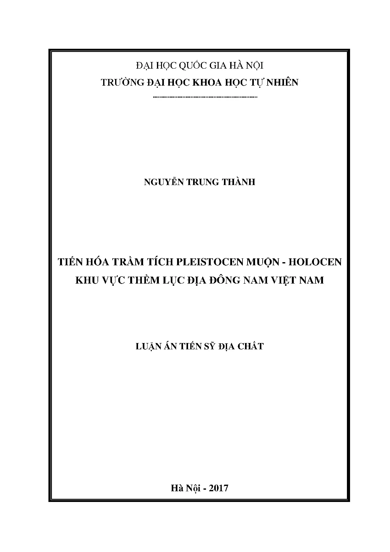 Tiến hóa trầm tích thềm lục địa Đông Nam Việt Nam