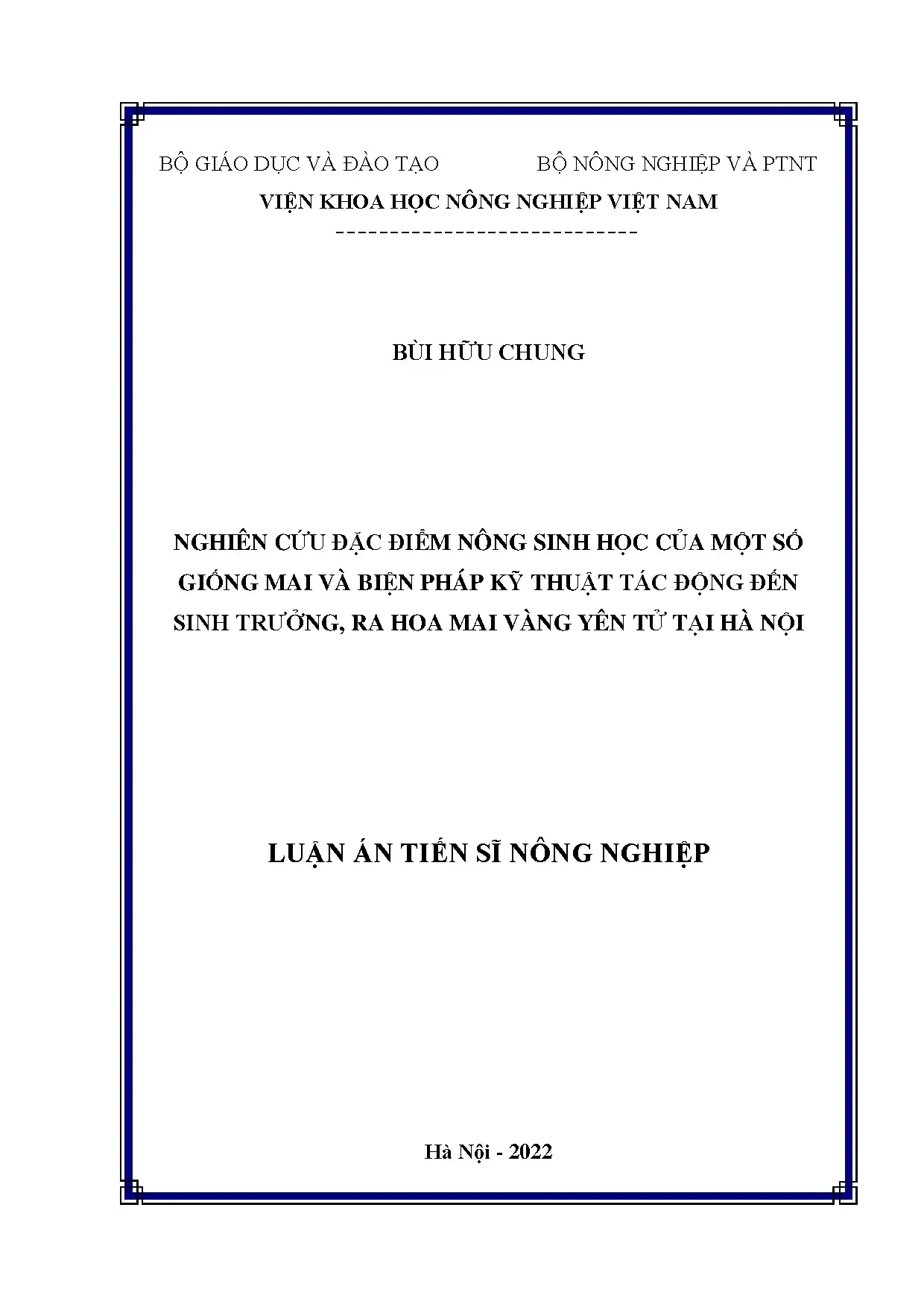 Nghiên cứu đặc điểm nông sinh học và kỹ thuật trồng mai vàng Yên Tử