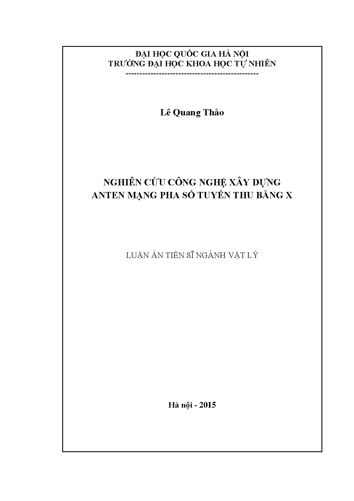 Nghiên cứu công nghệ xây dựng anten mạng pha số tuyến thu băng X