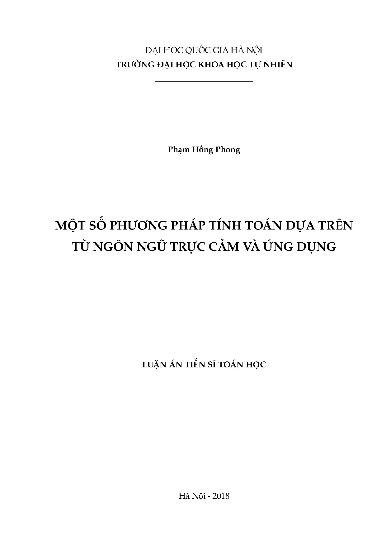 Phương pháp tính toán dựa trên từ ngôn ngữ trực cảm và ứng dụng