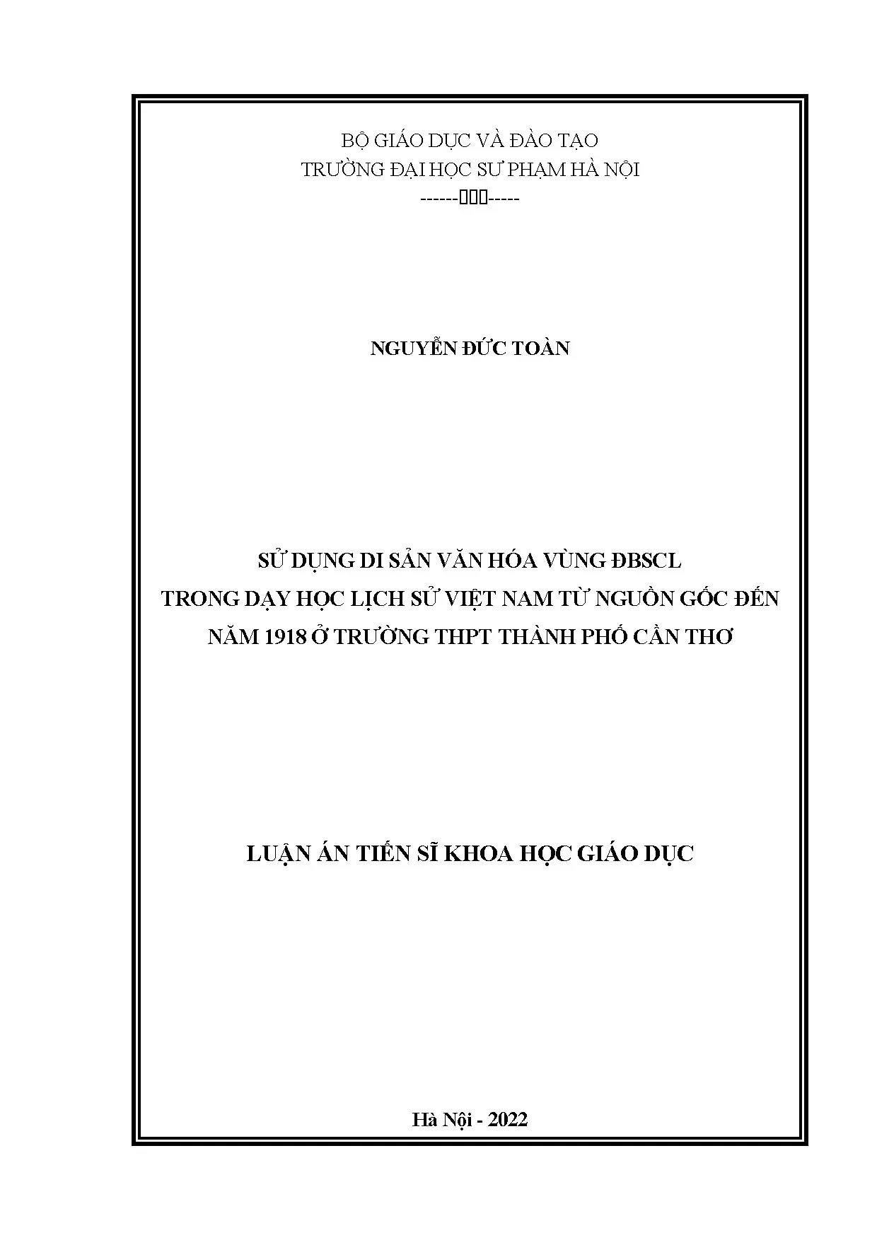Luận án tiến sĩ sử dụng di sản văn hoá vùng đồng bằng sông c