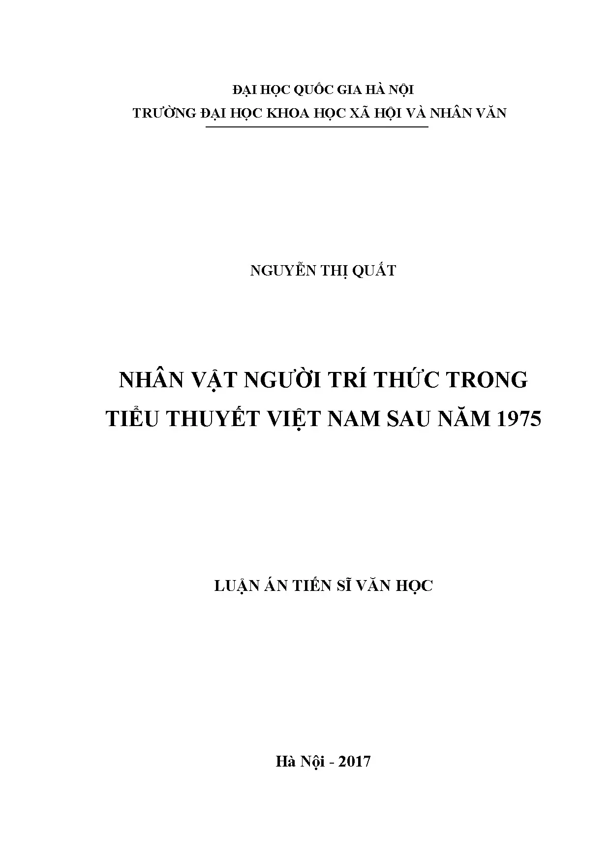 Luận án tiến sĩ nhân vật người trí thức trong tiểu thuyết vi