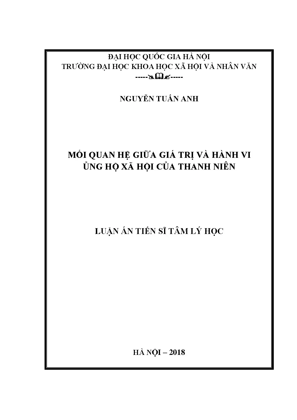 Luận án tiến sĩ mối quan hệ giữa giá trị và hành vi ủng hộ x