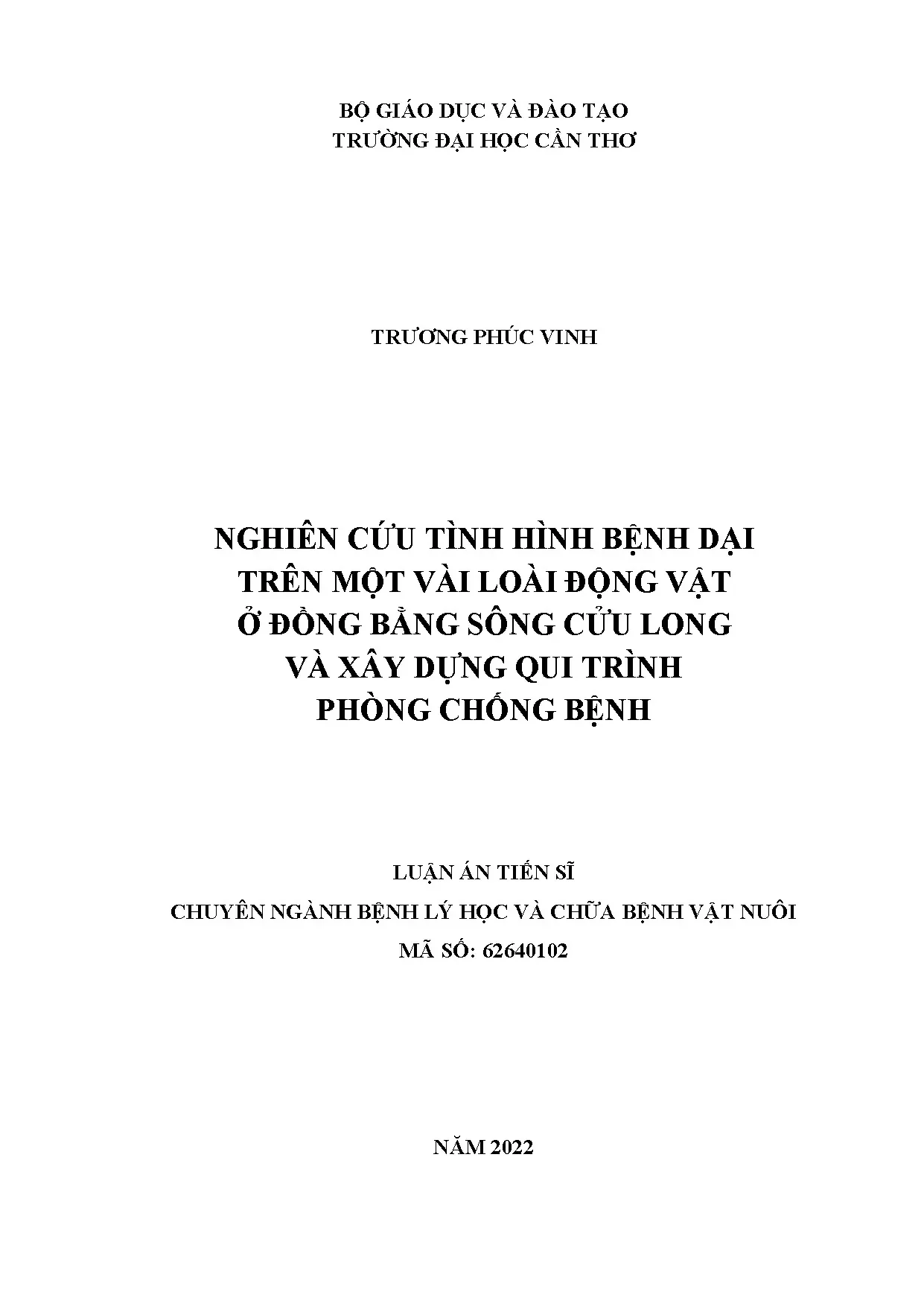 Nghiên cứu bệnh dại trên động vật và phòng chống tại ĐBSCL