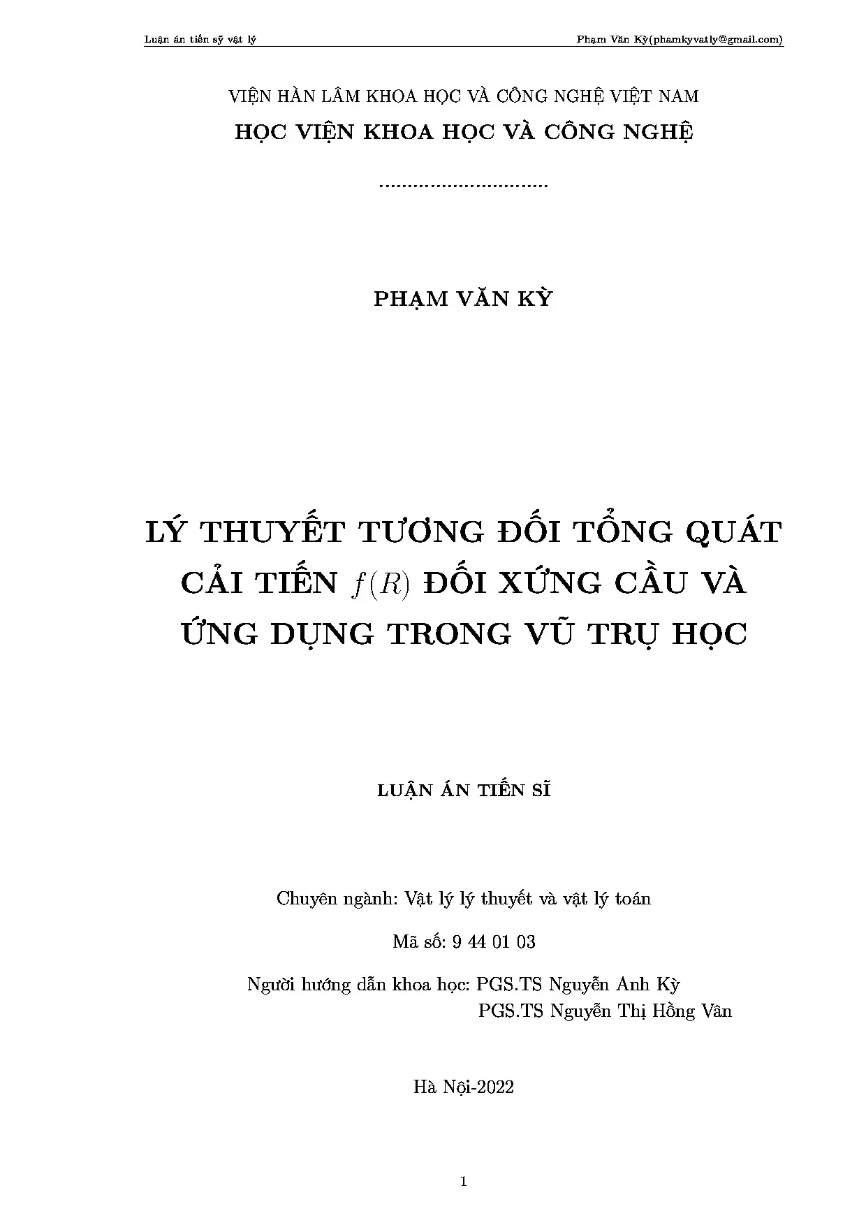 Lý thuyết tương đối tổng quát f(R) và vũ trụ học