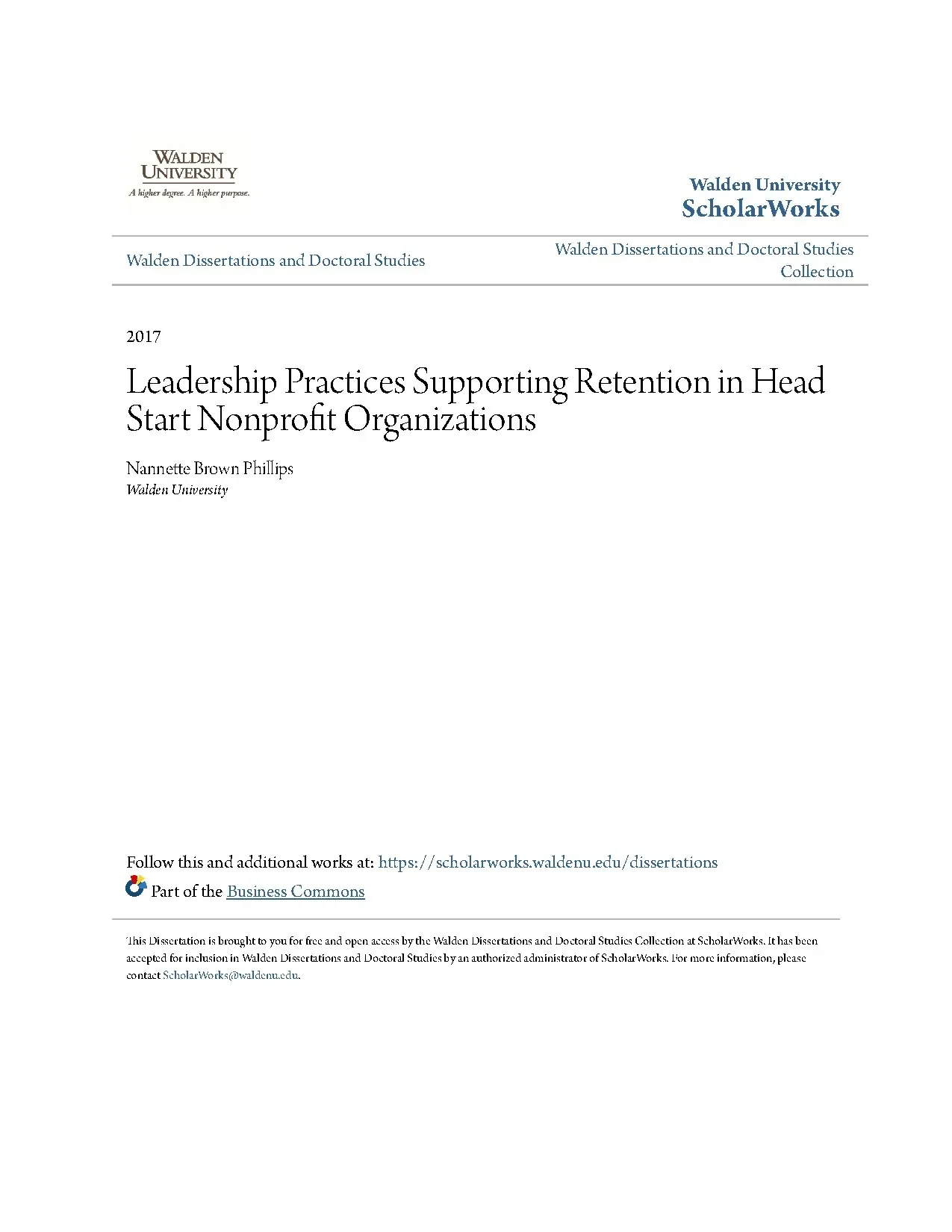 Leadership practices supporting retention in head start nonp