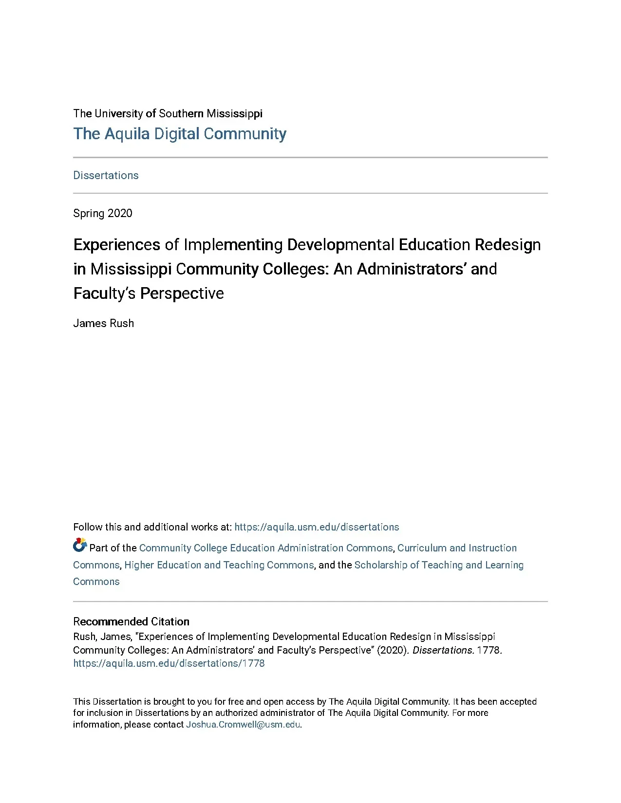 Experiences of Developmental Education Redesign in Mississippi Colleges