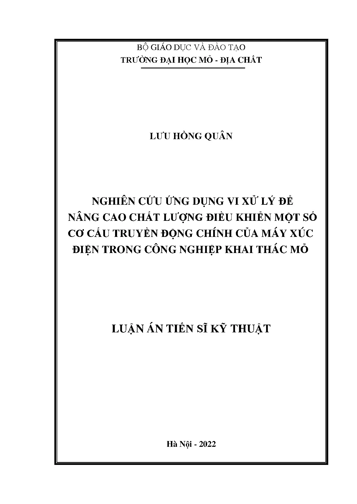Ứng dụng vi xử lý nâng cao điều khiển máy xúc điện khai thác mỏ