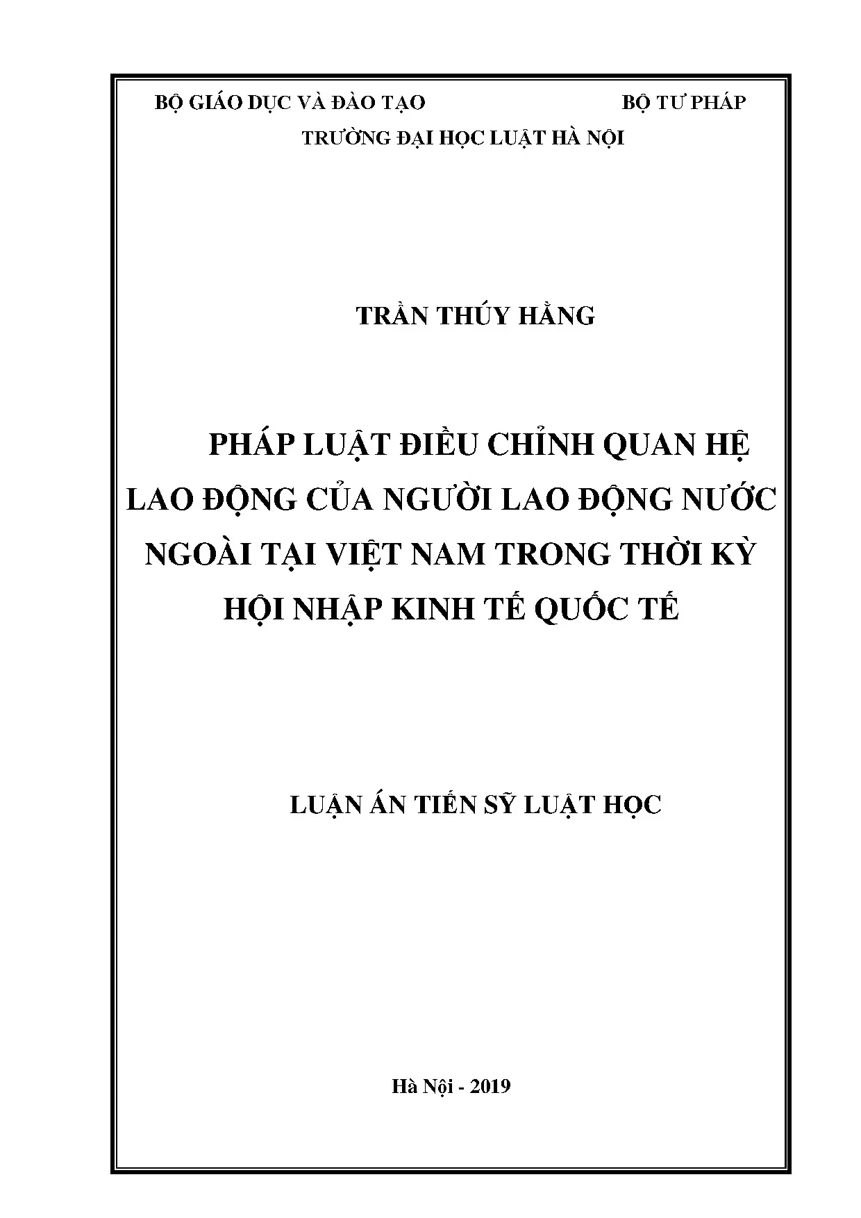Luận án tiến sĩ pháp luật điều chỉnh quan hệ lao động của ng