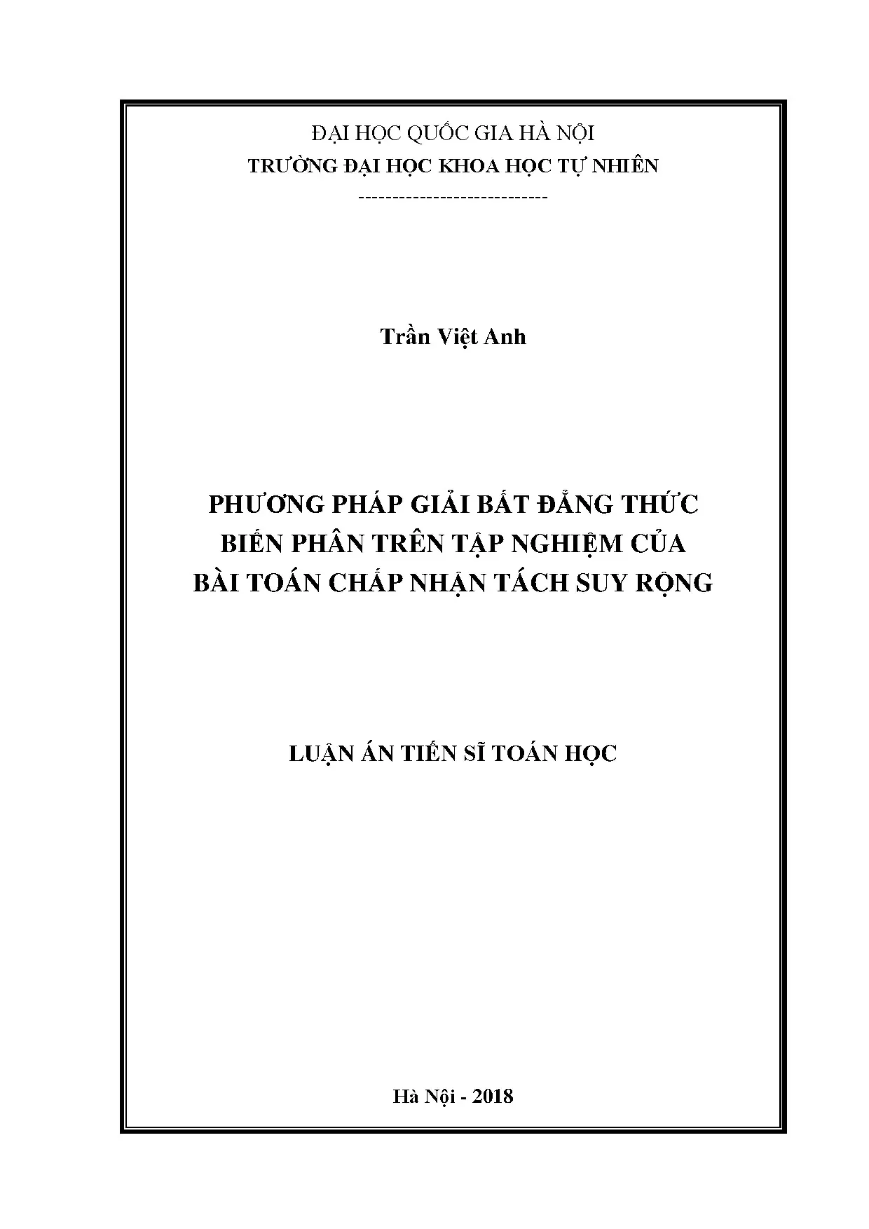 Phương pháp giải bất đẳng thức biến phân trên tập nghiệm bài toán chấp nhận tách