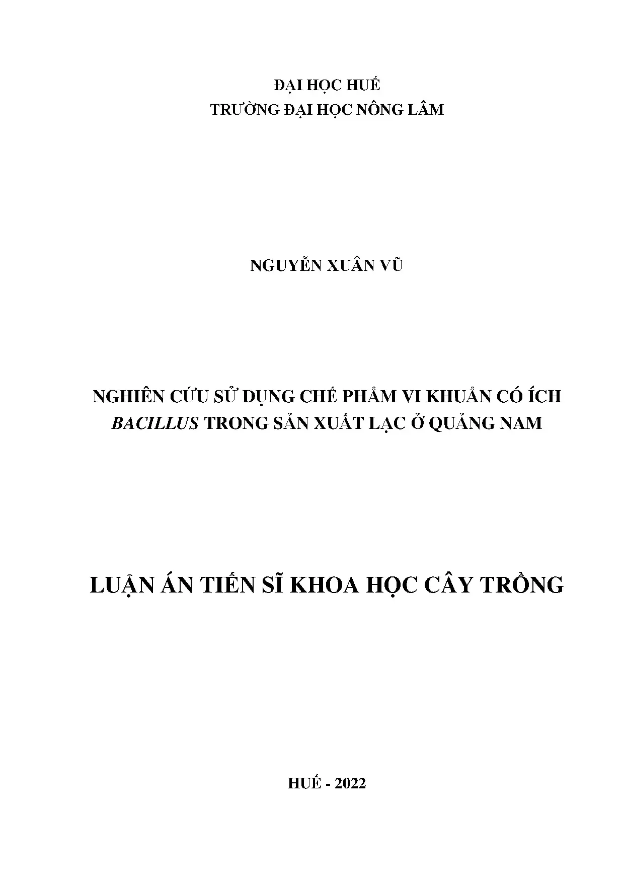 Nghiên cứu Bacillus trong sản xuất lạc tại Quảng Nam