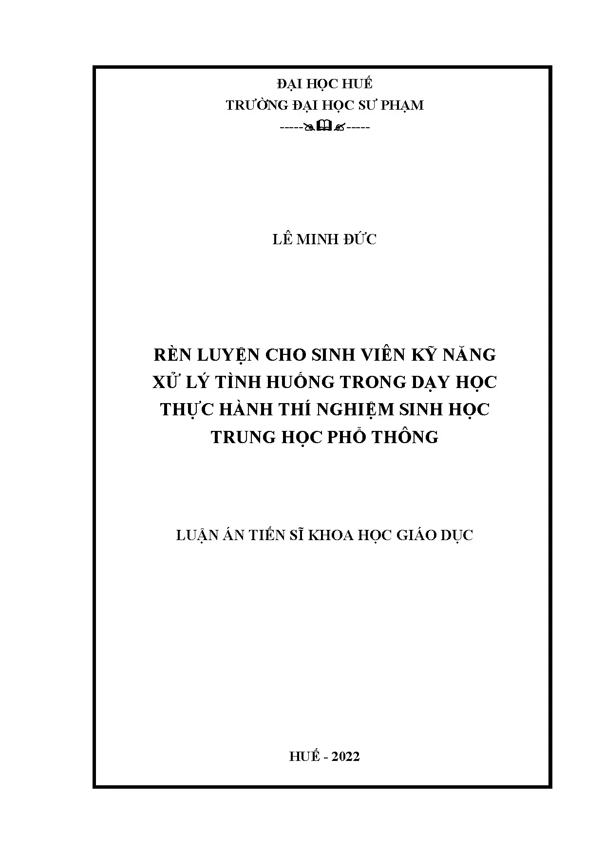 Rèn luyện kỹ năng xử lý tình huống dạy học thí nghiệm Sinh học