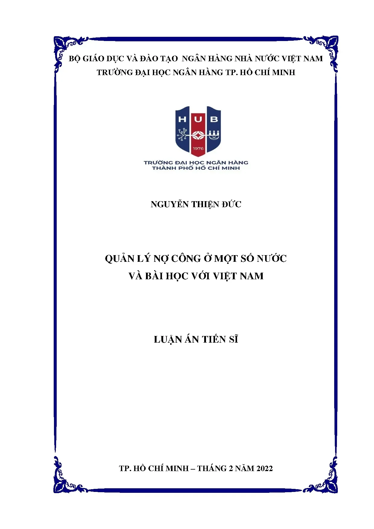 Luận án tiến sĩ quản lý nợ công ở một số nước và bài học với
