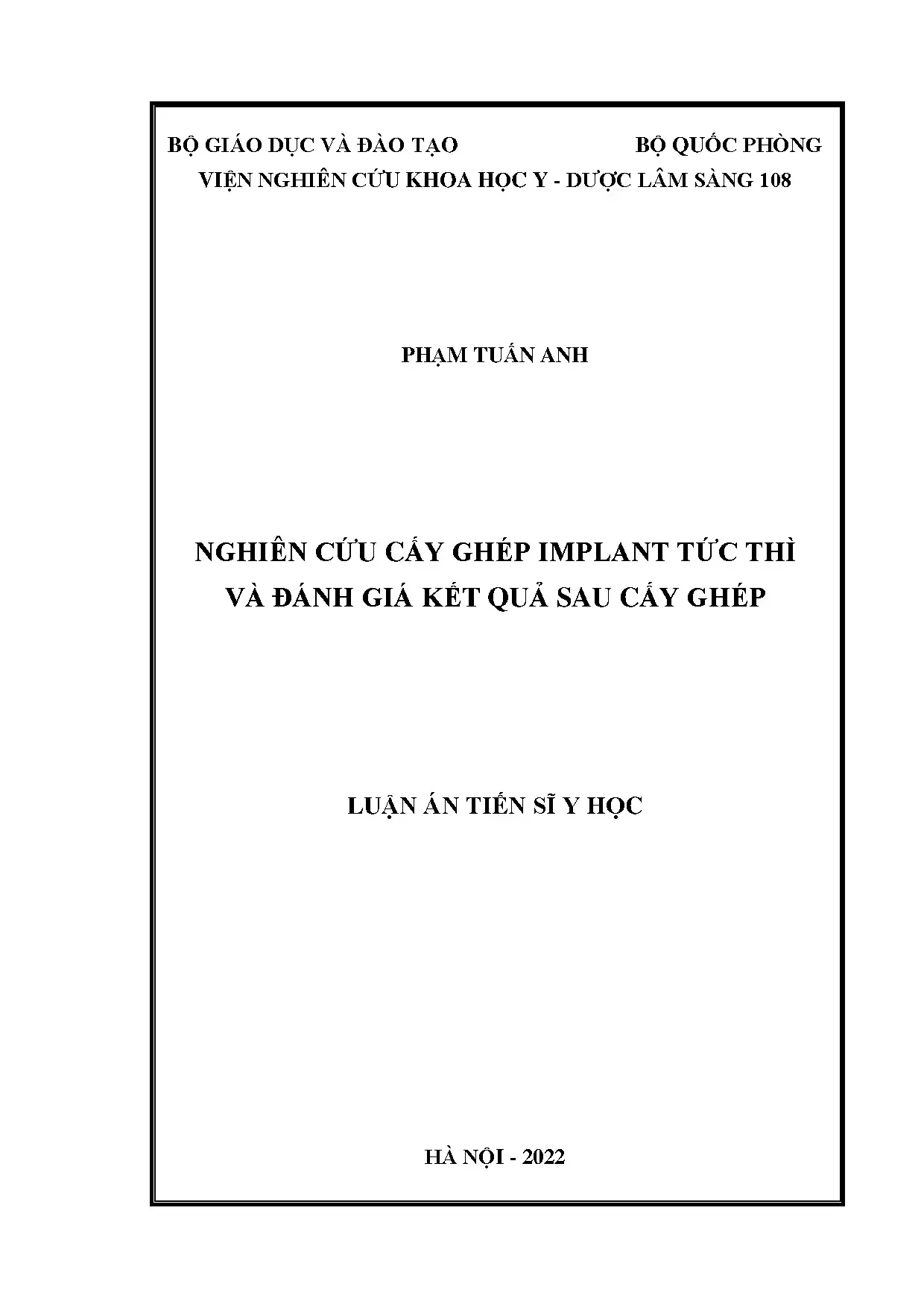 Nghiên cứu cấy ghép implant tức thì - Đánh giá kết quả lâm sàng