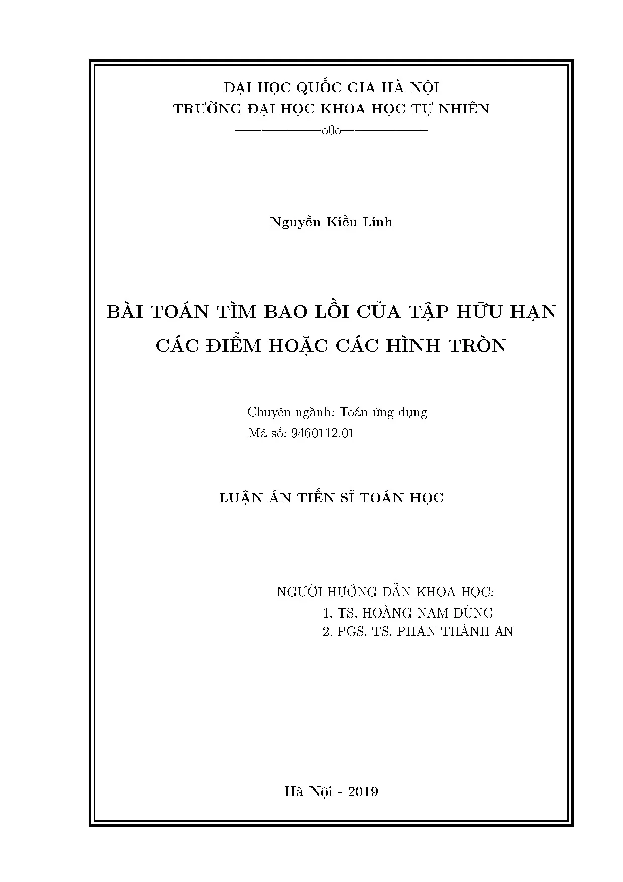 Luận án tiến sĩ toán học: Bài toán tìm bao lồi tập điểm hoặc hình tròn
