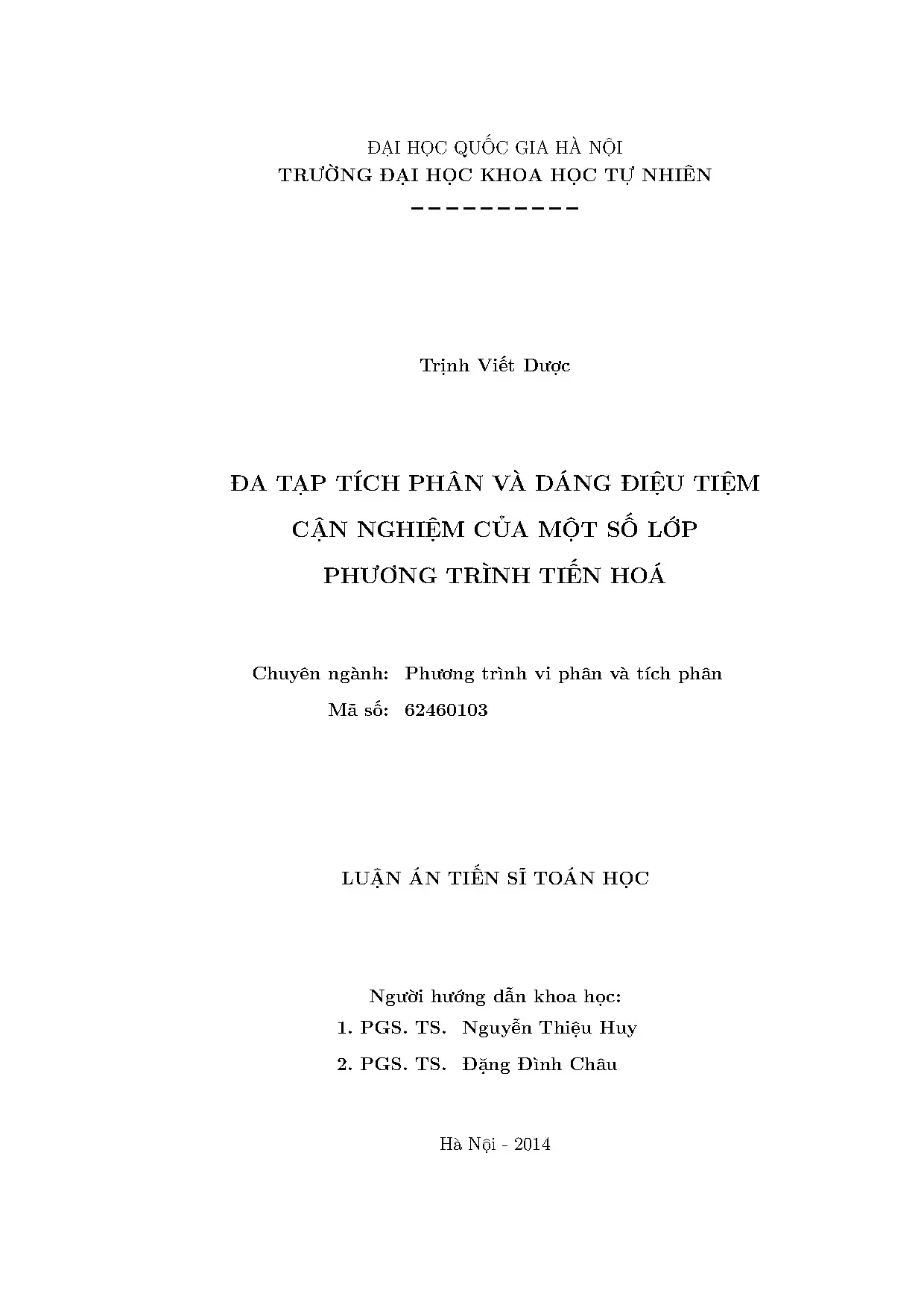 Luận án tiến sĩ đa tạp tích phân phương trình tiến hóa