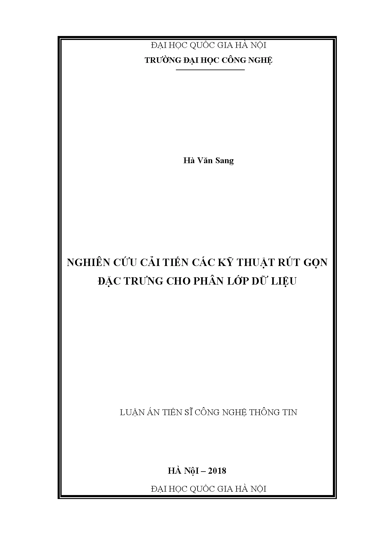 Luận án tiến sĩ nghiên cứu cải tiến các kỹ thuật rút gọn đặc