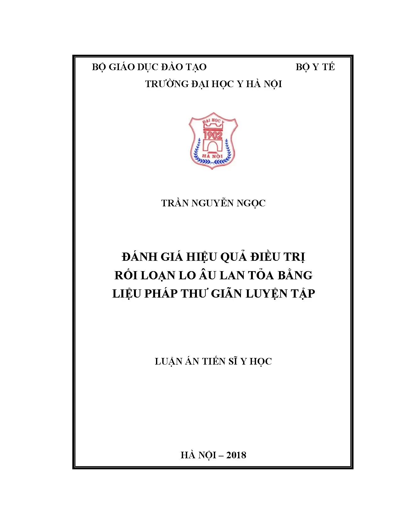 Luận án tiến sĩ đánh giá hiệu quả điều trị rối loạn lo âu la