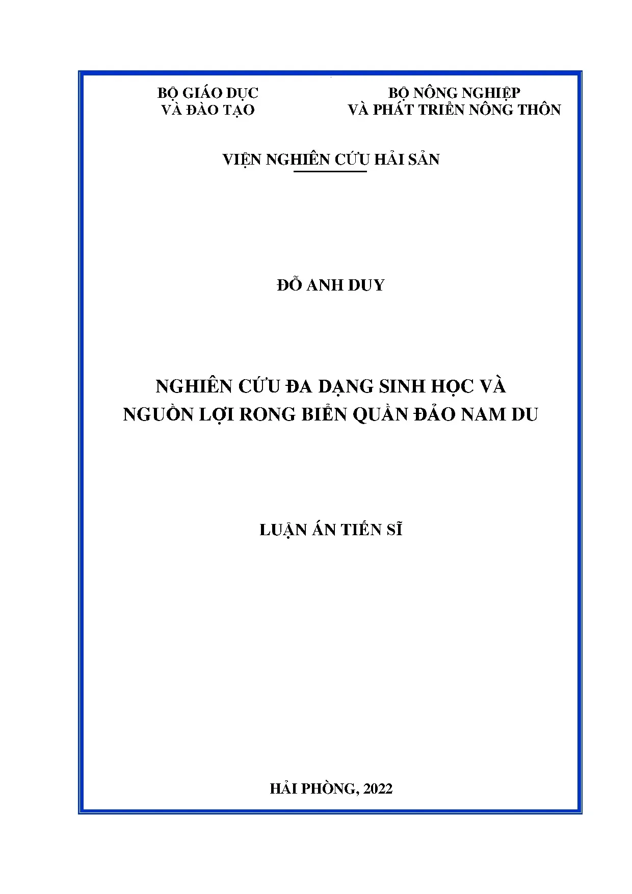 Nghiên cứu đa dạng sinh học và nguồn lợi rong biển quần đảo Nam Du