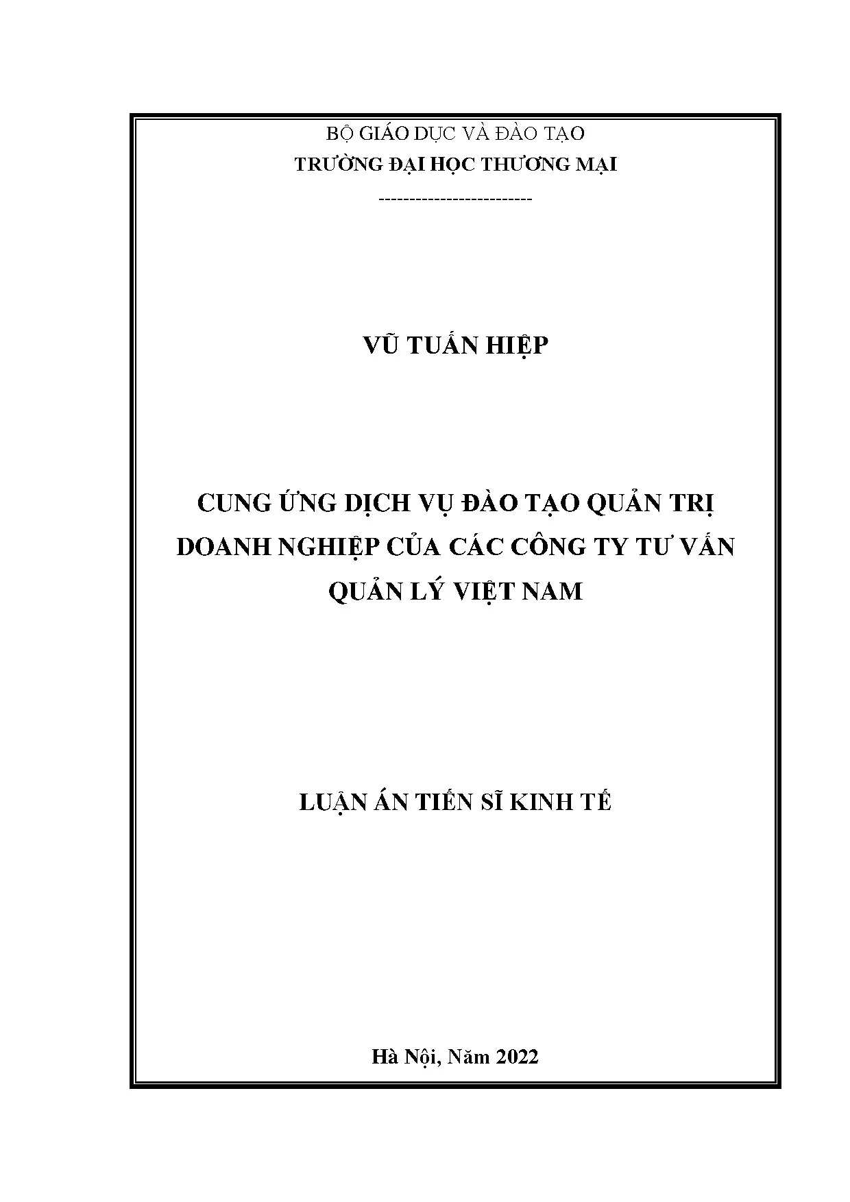 Luận án cung ứng dịch vụ đào tạo quản trị doanh nghiệp công ty tư vấn Việt Nam