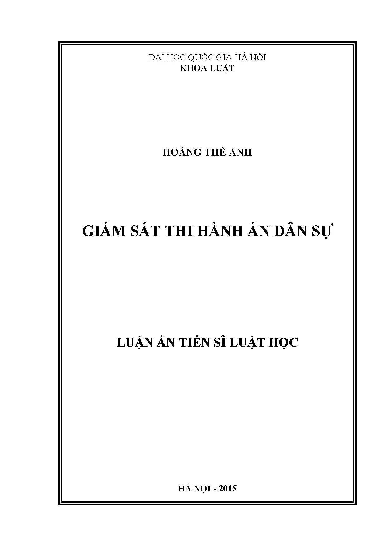 Giám sát Thi hành án Dân sự: Luận án Tiến sĩ Luật học