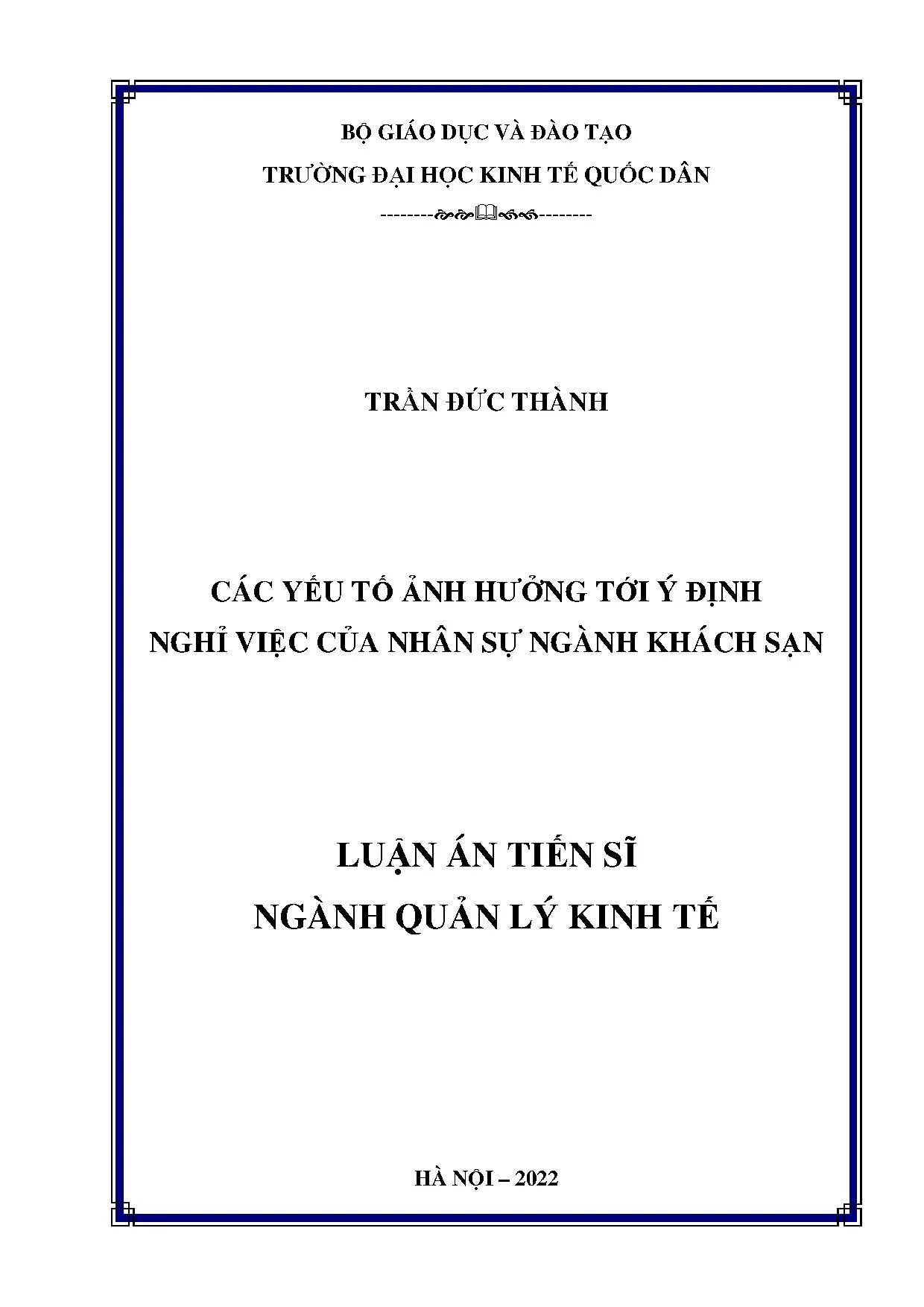 Yếu tố ảnh hưởng ý định nghỉ việc nhân sự ngành khách sạn