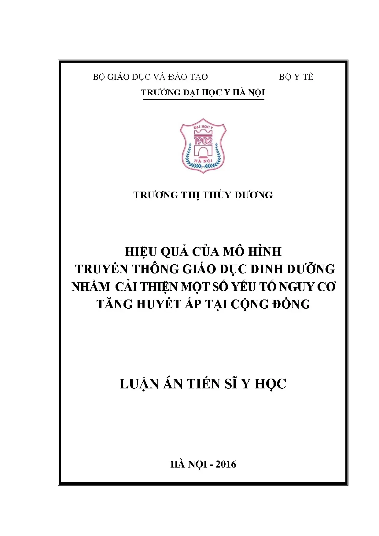 Luận án tiến sĩ hiệu quả của mô hình truyền thông giáo dục d