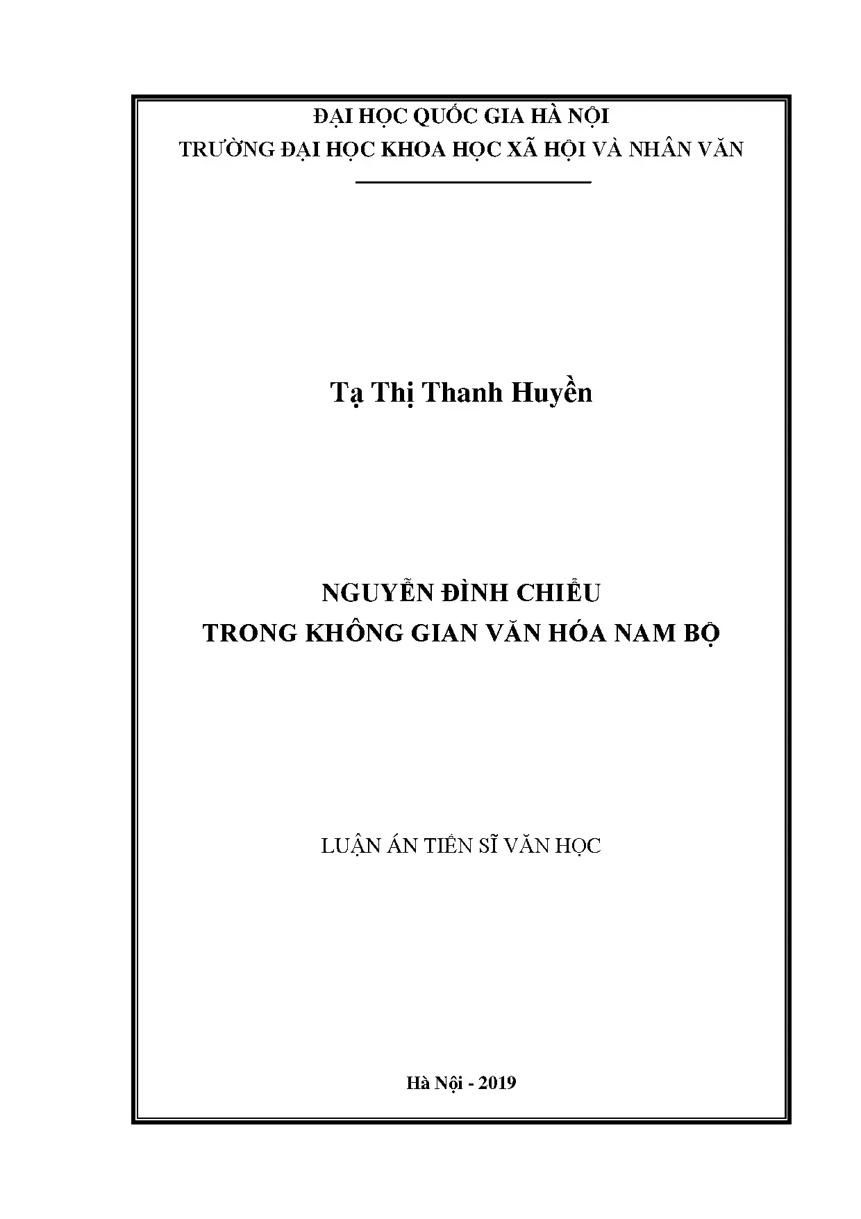Luận án tiến sĩ nguyễn đình chiểu trong không gian văn hóa n