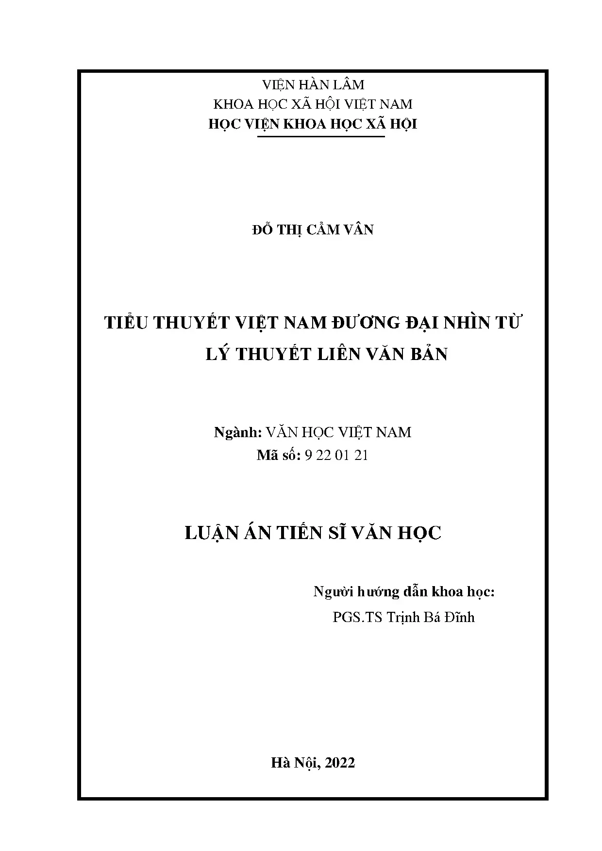 Tiểu thuyết Việt Nam đương đại: Lý thuyết liên văn bản