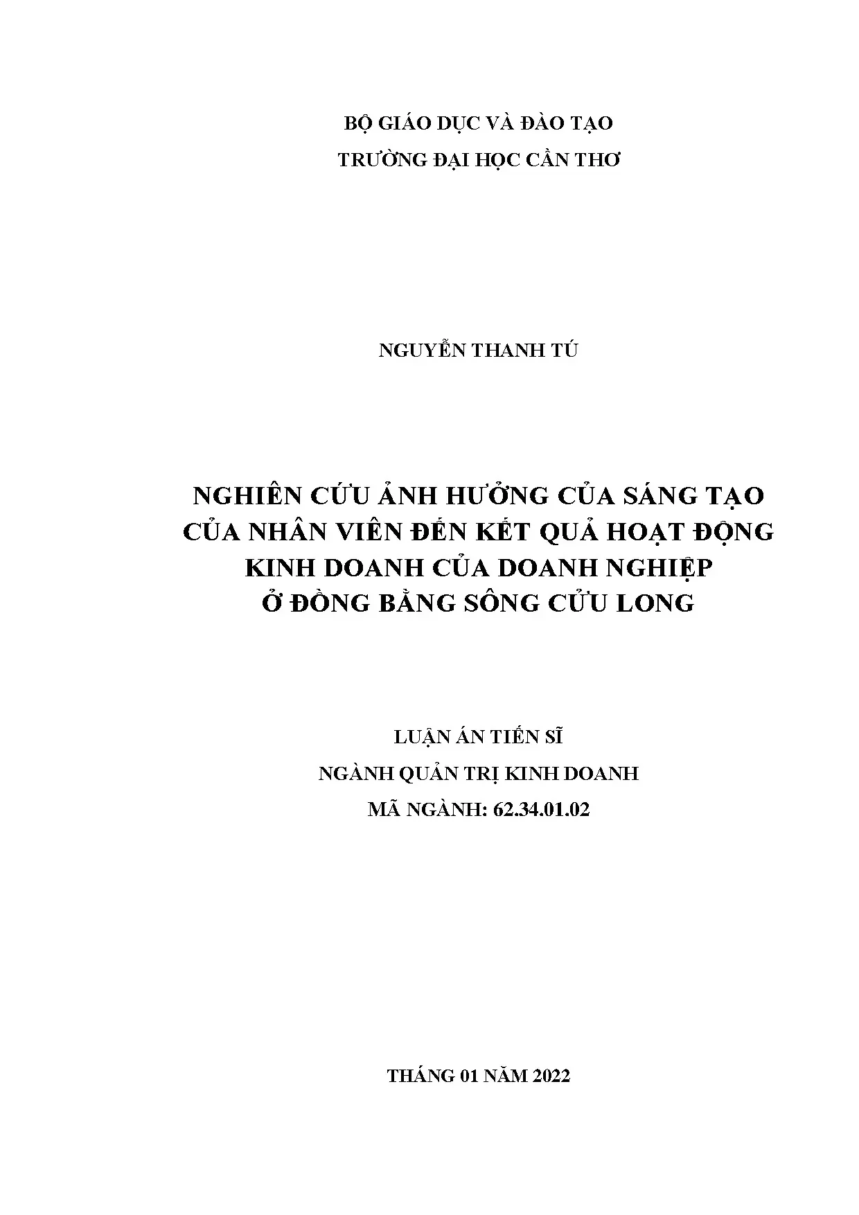 Luận án tiến sĩ nghiên cứu ảnh hưởng của sáng tạo của