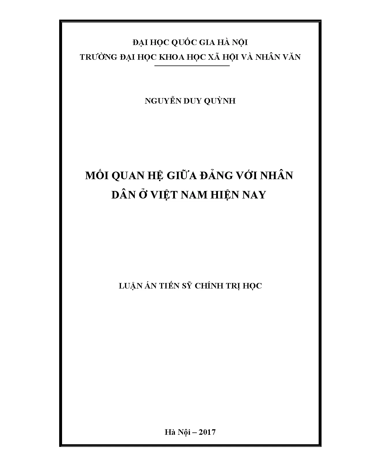 Luận án tiến sĩ mối quan hệ giữa đảng với nhân dân ở việt na