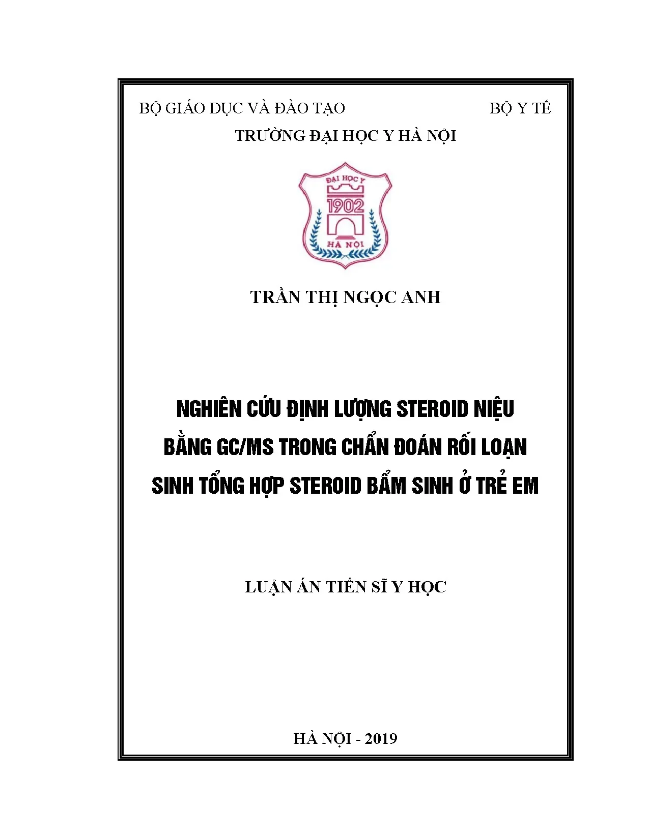 Luận án tiến sĩ nghiên cứu định lượng steroid niệu bằng gc m