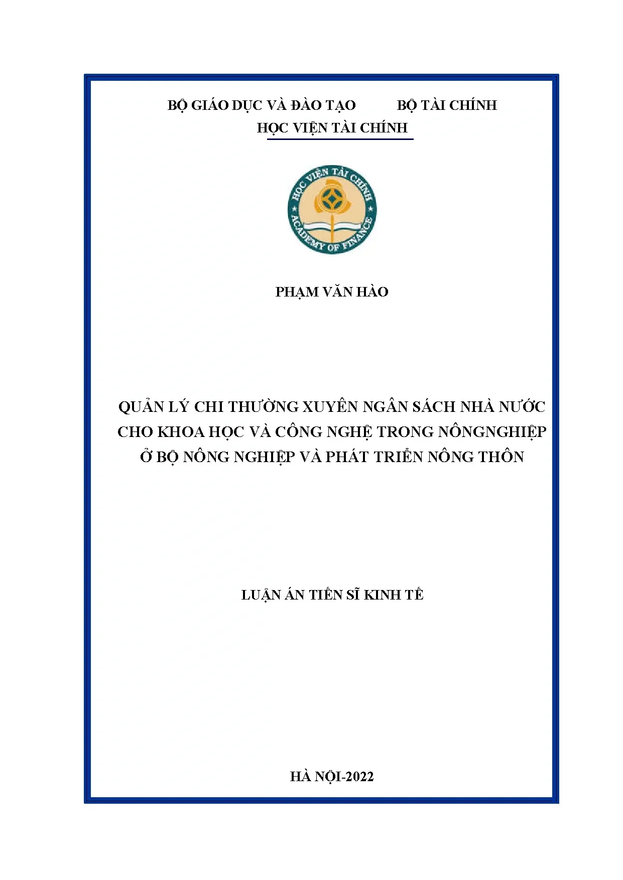 Quản lý chi thường xuyên NSNN cho KH&CN trong nông nghiệp