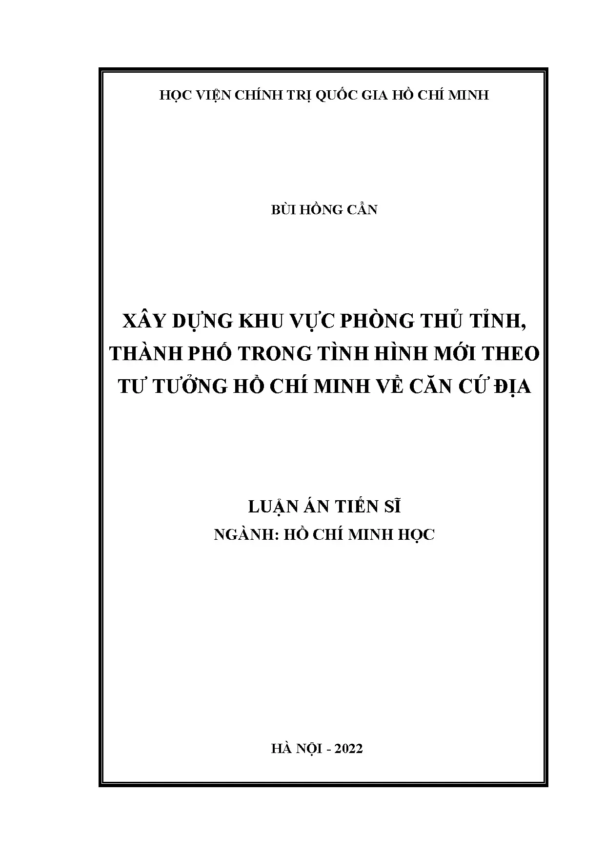 Xây dựng khu vực phòng thủ tỉnh thành phố theo tư tưởng Hồ Chí Minh