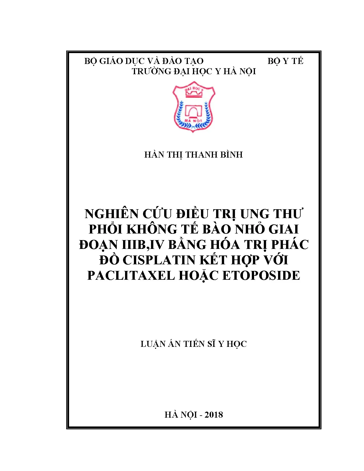 Luận án tiến sĩ nghiên cứu điều trị ung thư phổi không tế bà