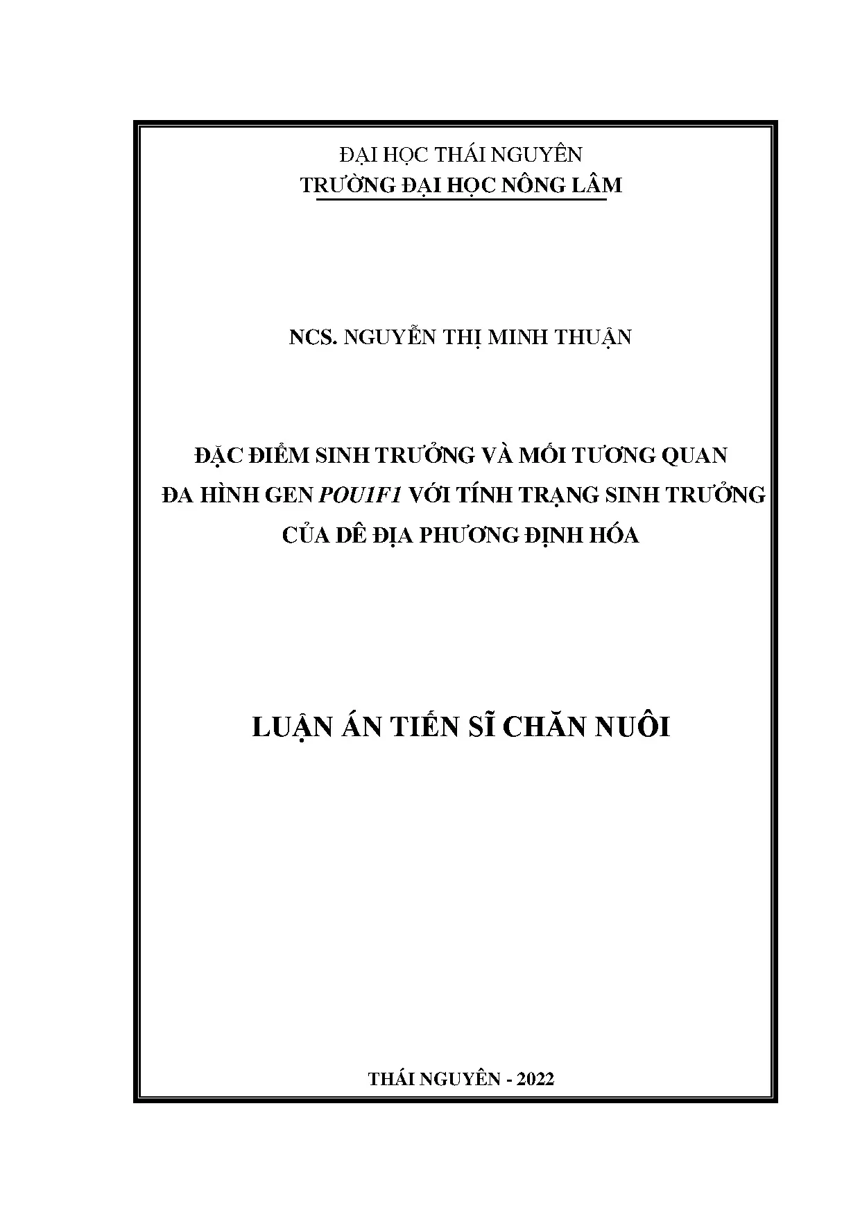 Đa hình gen POU1F1 liên quan sinh trưởng dê Định Hóa